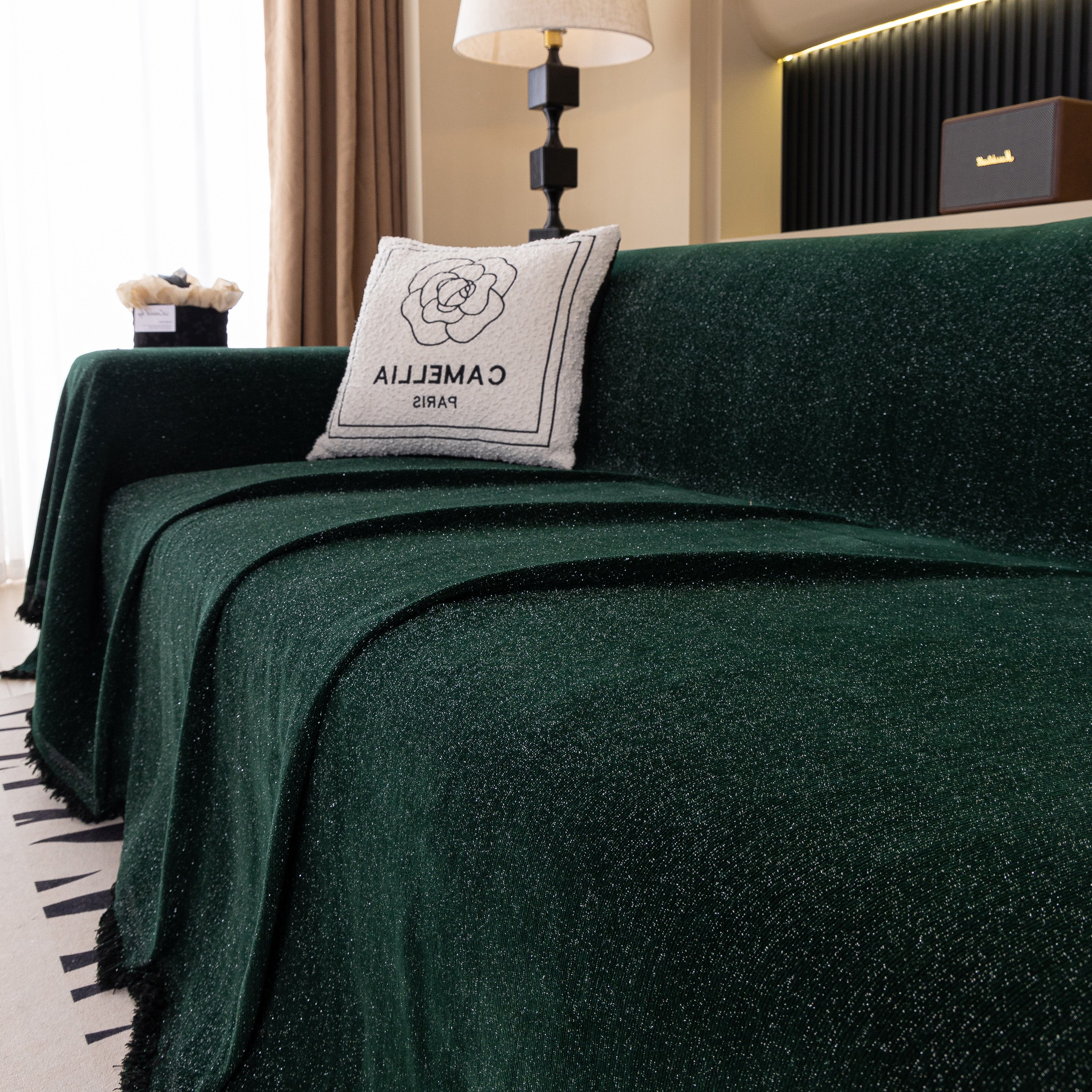 Solid Color Chenille Sofa Cover Blanket Furniture Covers for Sofas and Loveseats