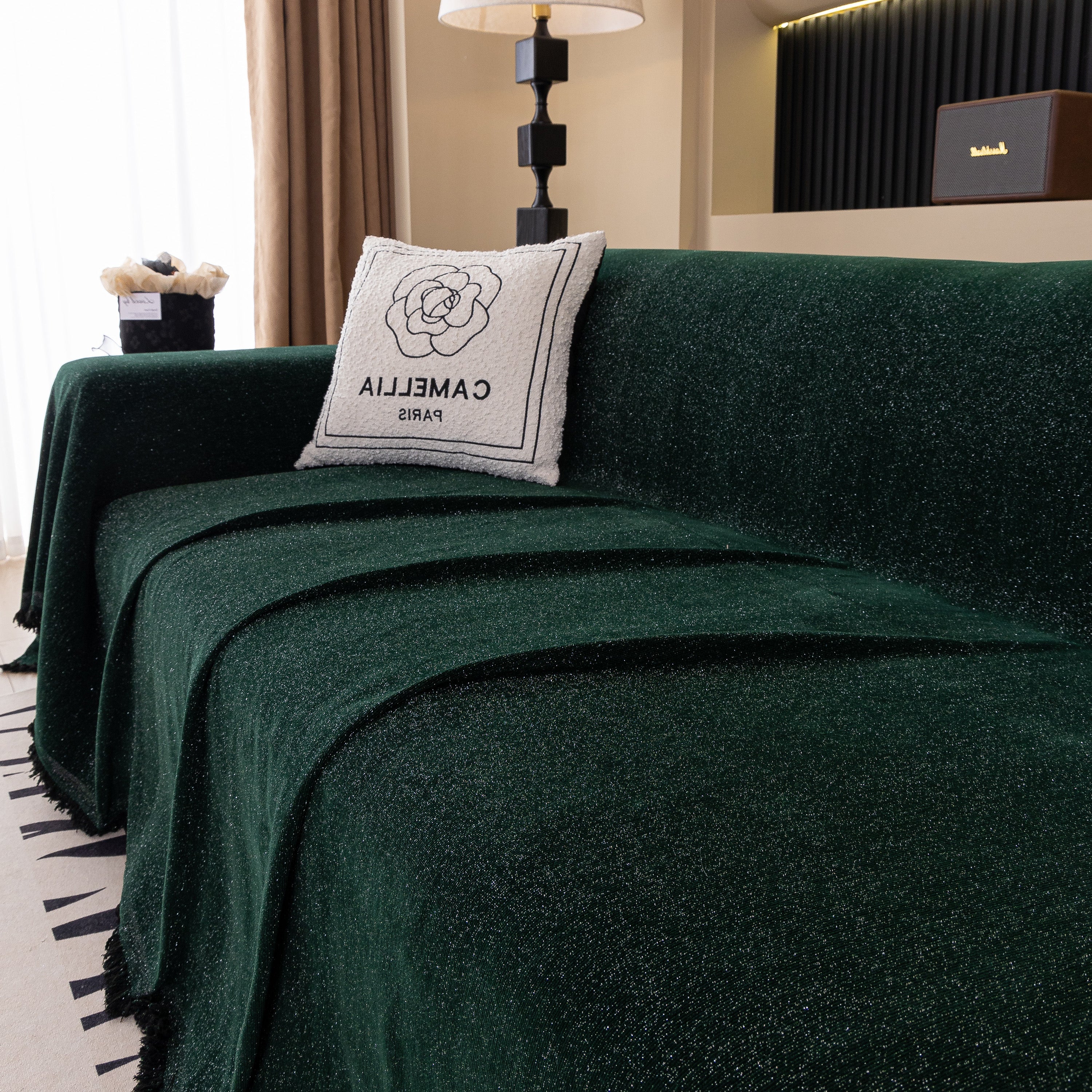 Solid Color Chenille Sofa Cover Blanket Furniture Covers for Sofas and Loveseats