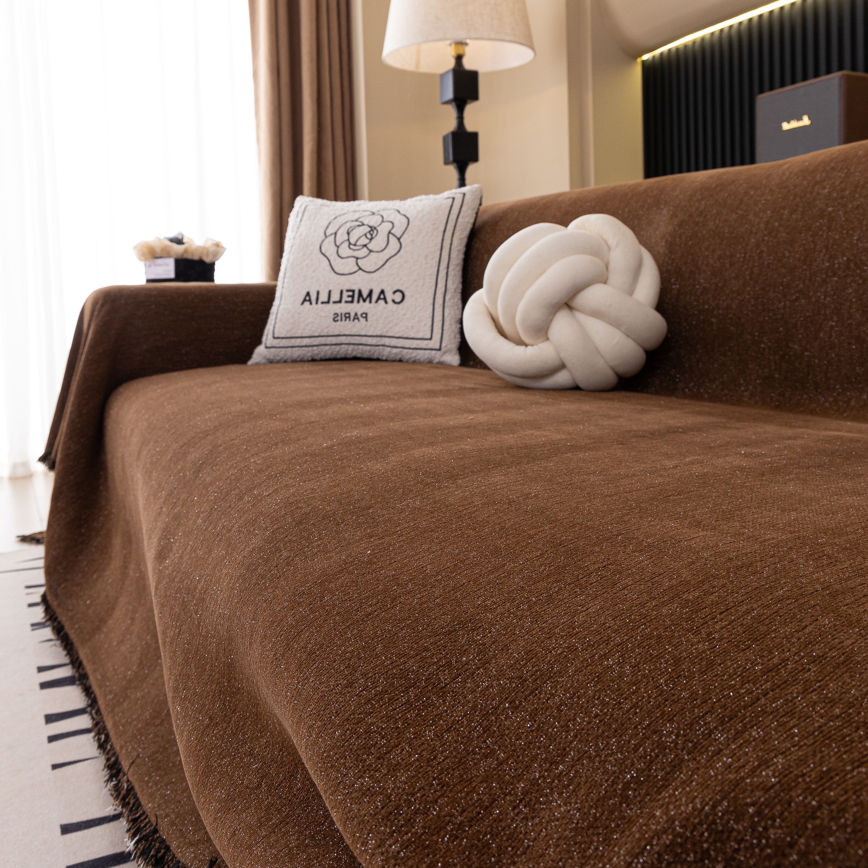 Solid Color Chenille Sofa Cover Blanket Furniture Covers for Sofas and Loveseats
