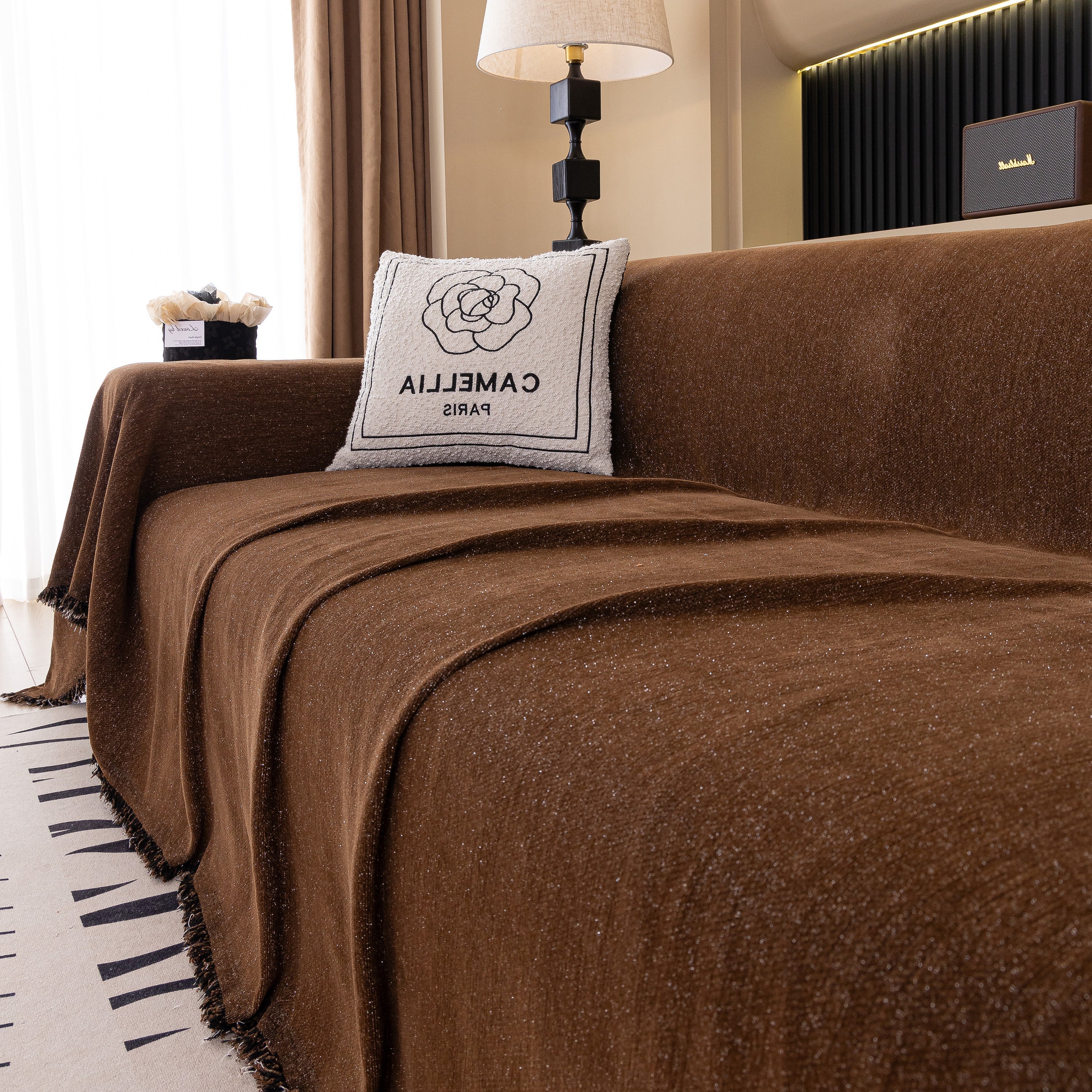 Solid Color Chenille Sofa Cover Blanket Furniture Covers for Sofas and Loveseats