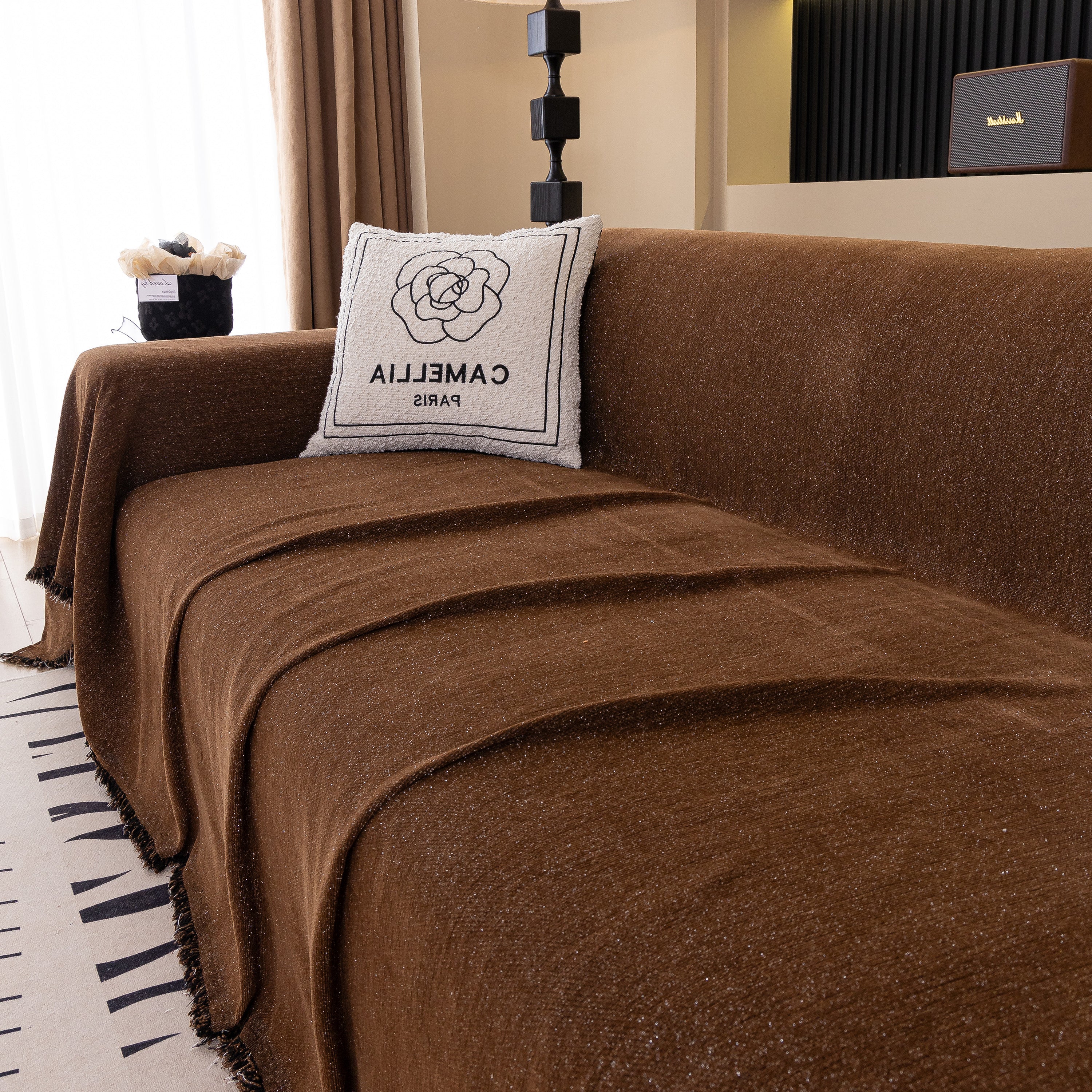 Solid Color Chenille Sofa Cover Blanket Furniture Covers for Sofas and Loveseats