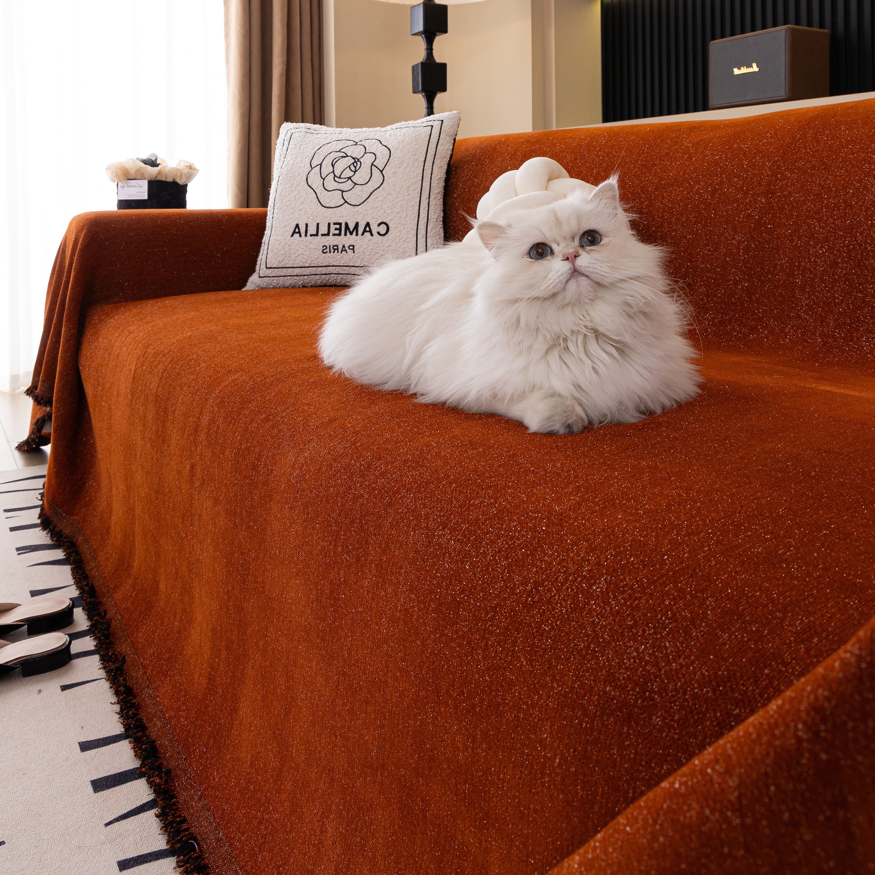 Solid Color Chenille Sofa Cover Blanket Furniture Covers for Sofas and Loveseats
