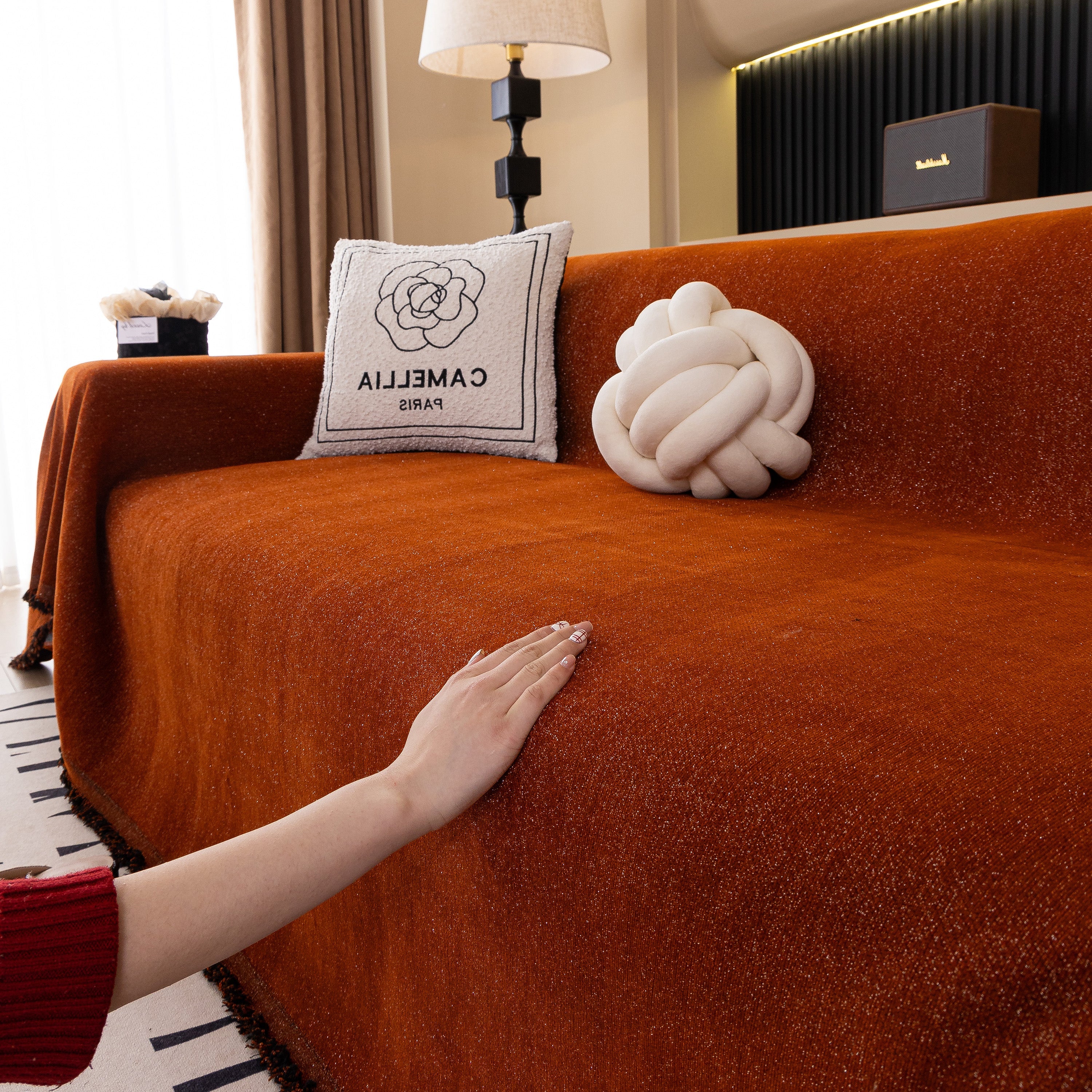 Solid Color Chenille Sofa Cover Blanket Furniture Covers for Sofas and Loveseats