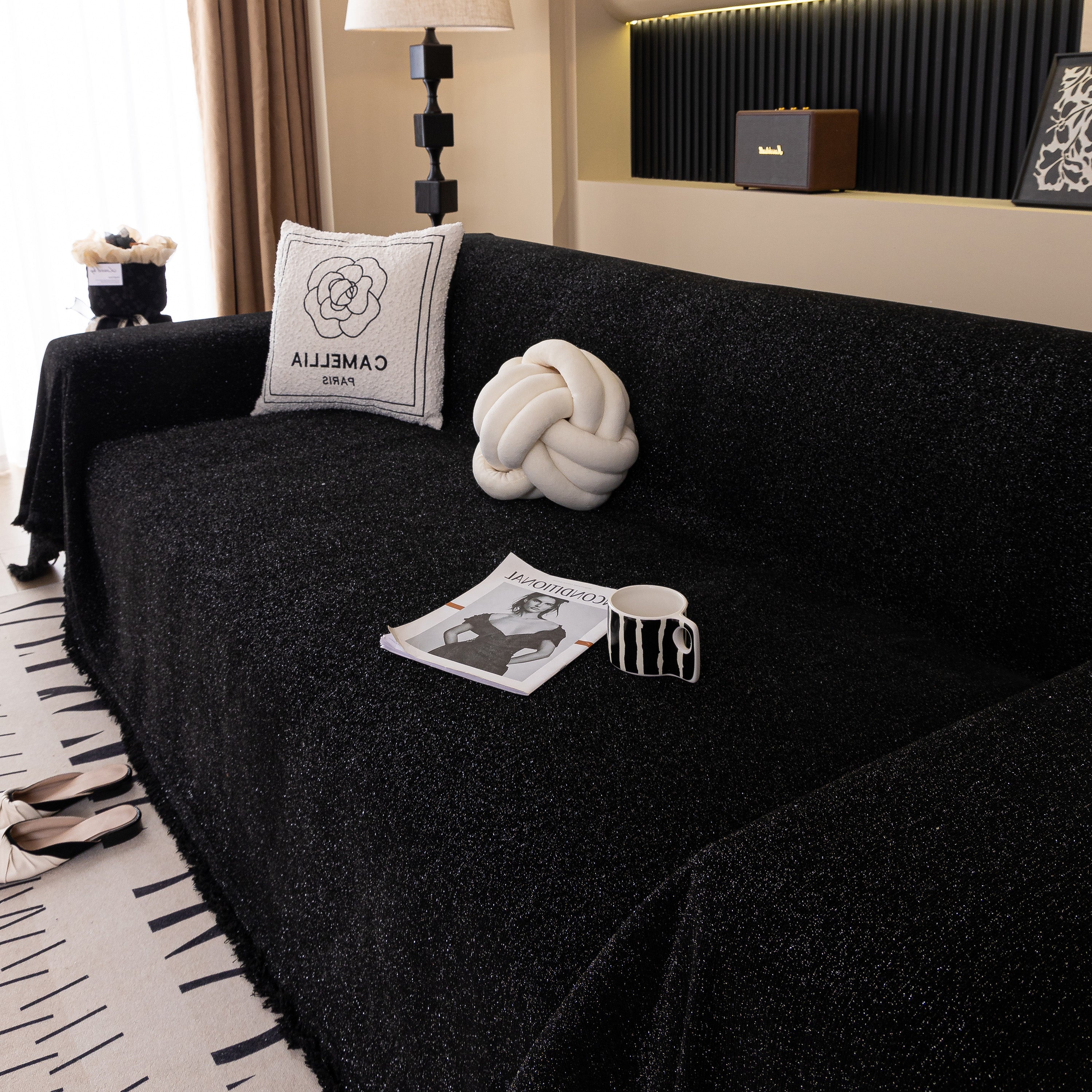 Solid Color Chenille Sofa Cover Blanket Furniture Covers for Sofas and Loveseats