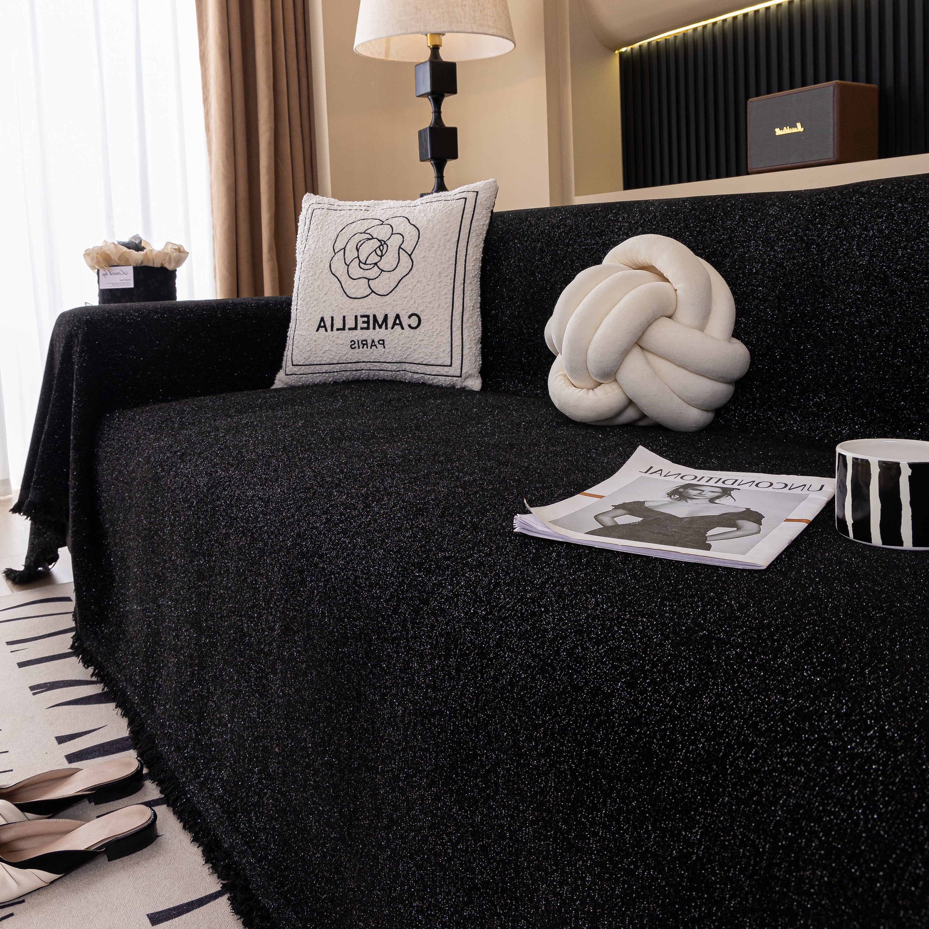 Solid Color Chenille Sofa Cover Blanket Furniture Covers for Sofas and Loveseats