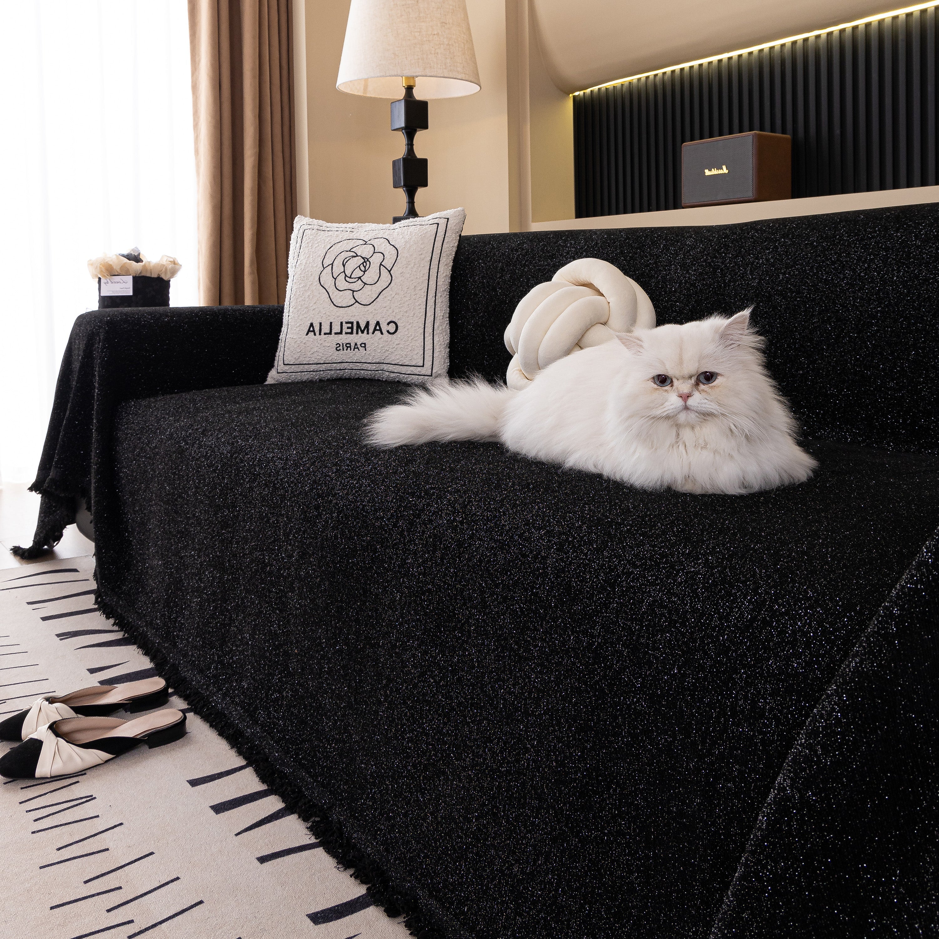 Solid Color Chenille Sofa Cover Blanket Furniture Covers for Sofas and Loveseats
