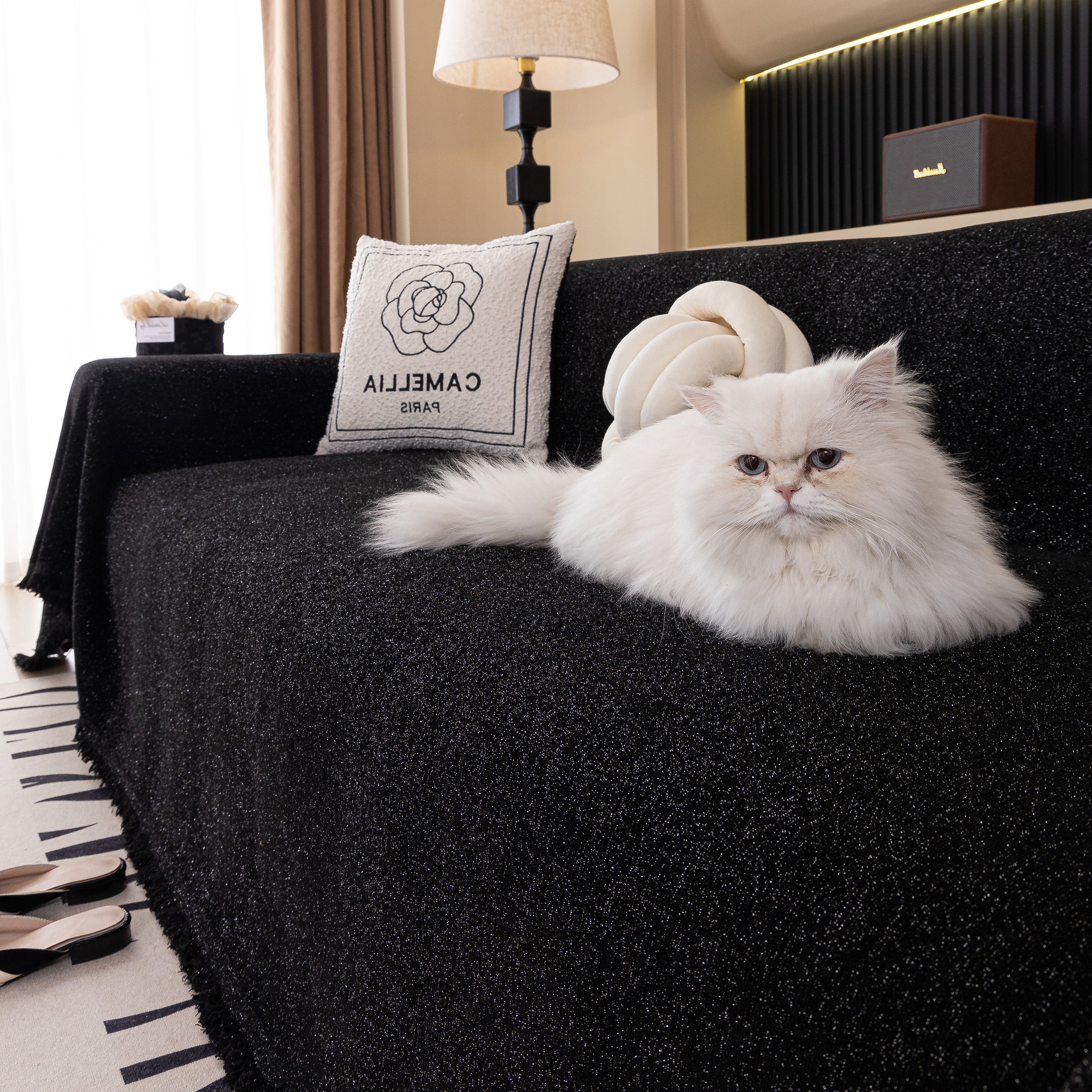 Solid Color Chenille Sofa Cover Blanket Furniture Covers for Sofas and Loveseats