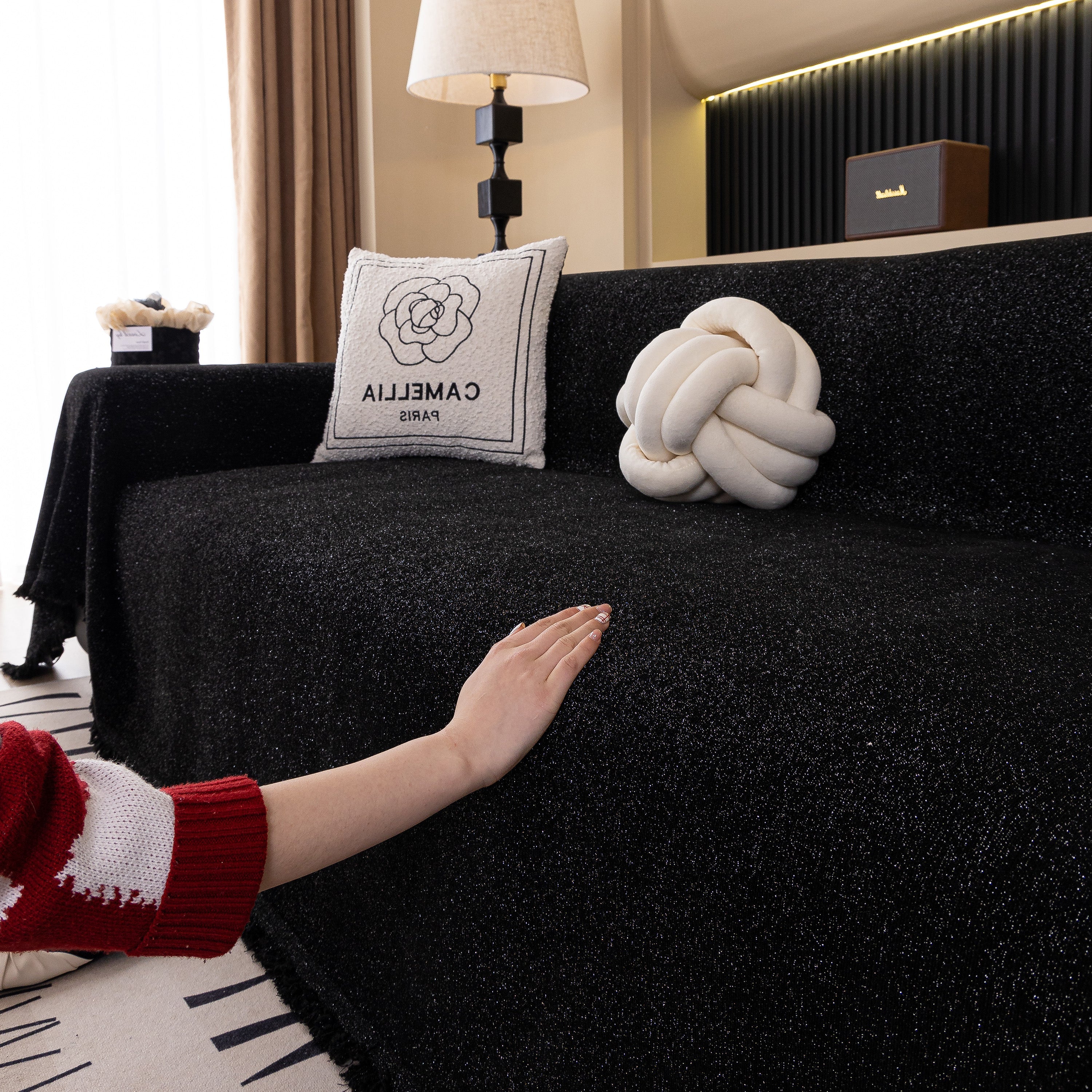 Solid Color Chenille Sofa Cover Blanket Furniture Covers for Sofas and Loveseats