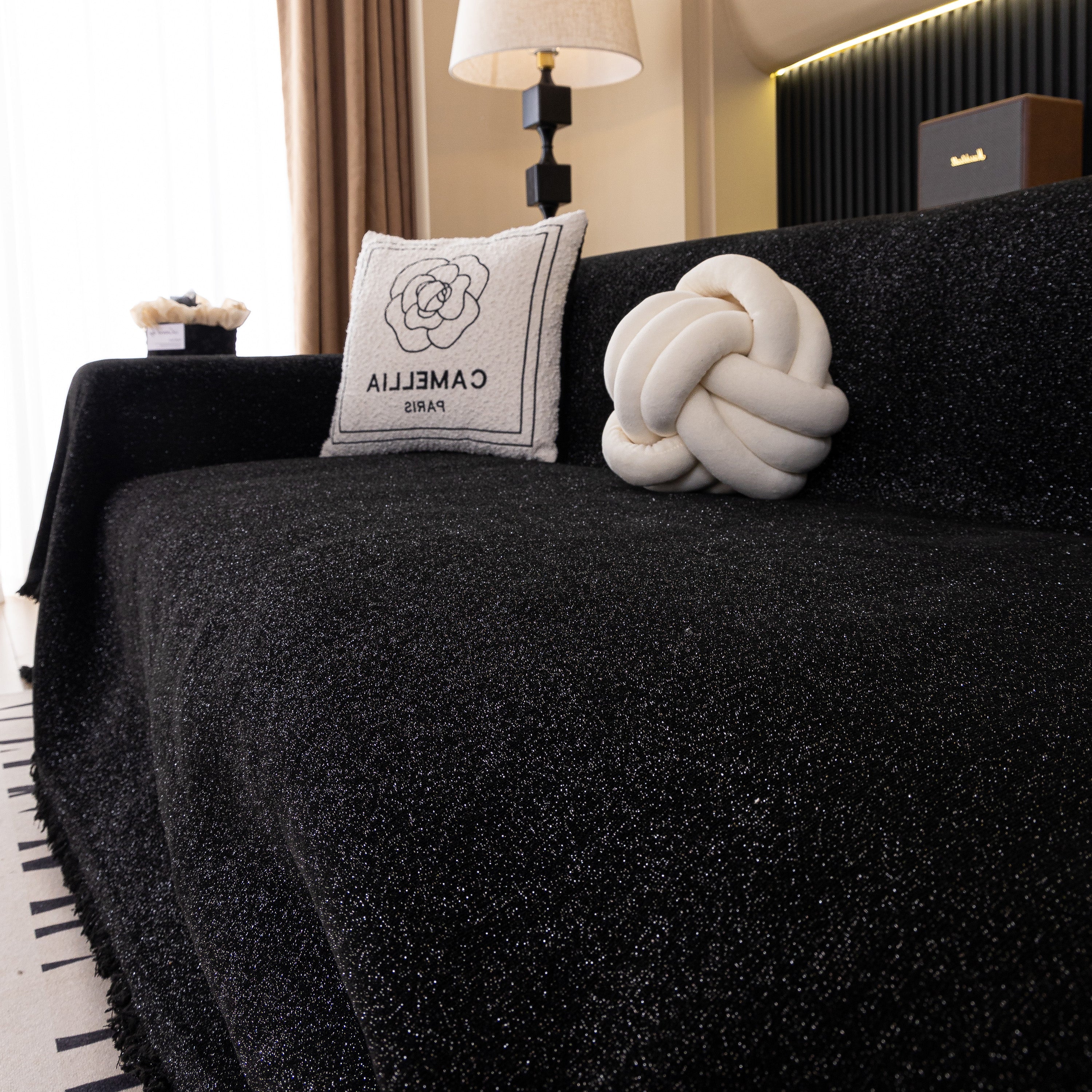 Solid Color Chenille Sofa Cover Blanket Furniture Covers for Sofas and Loveseats
