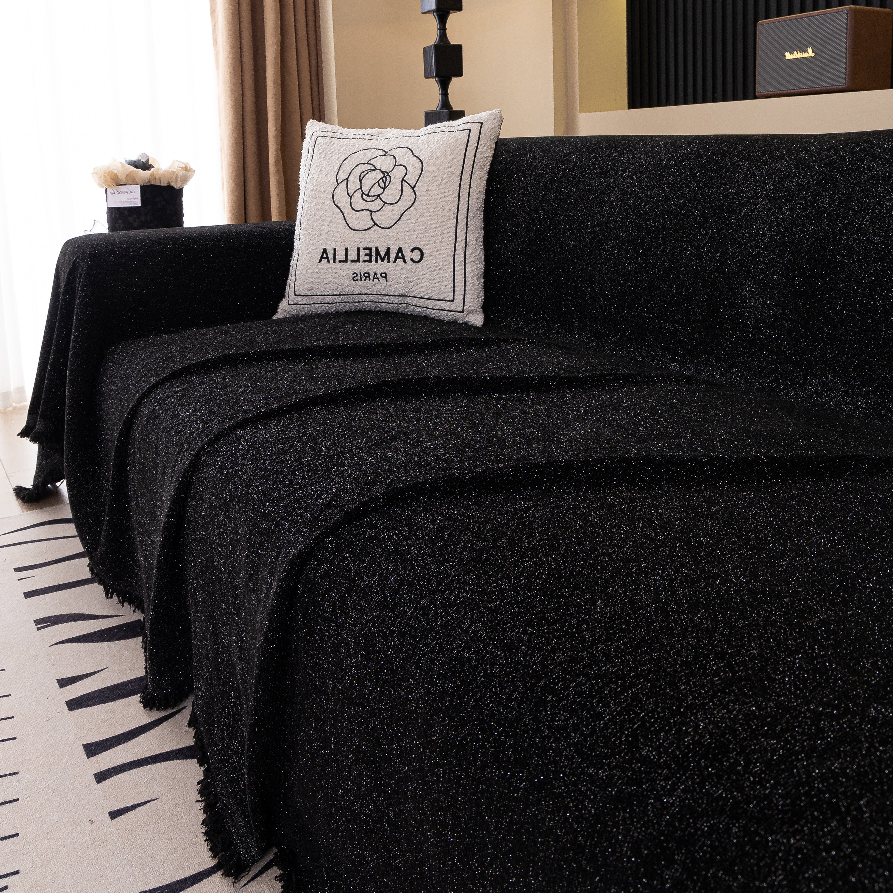 Solid Color Chenille Sofa Cover Blanket Furniture Covers for Sofas and Loveseats
