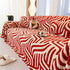 Plush Sherpa Sofa Throw Cover for Sectional, Jacquard Wave Throw Furniture Protector