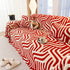 Plush Sherpa Sofa Throw Cover for Sectional, Jacquard Wave Throw Furniture Protector