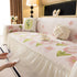 Ruffled Sweet Floral Sofa Cover with Skirt, Soft and Decorative Couch Throw Cover