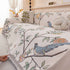 Farmhouse Chenille Sofa Throw Cover, Botanical Bird & Floral Jacquard Couch Protector