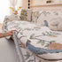 Farmhouse Chenille Sofa Throw Cover, Botanical Bird & Floral Jacquard Couch Protector
