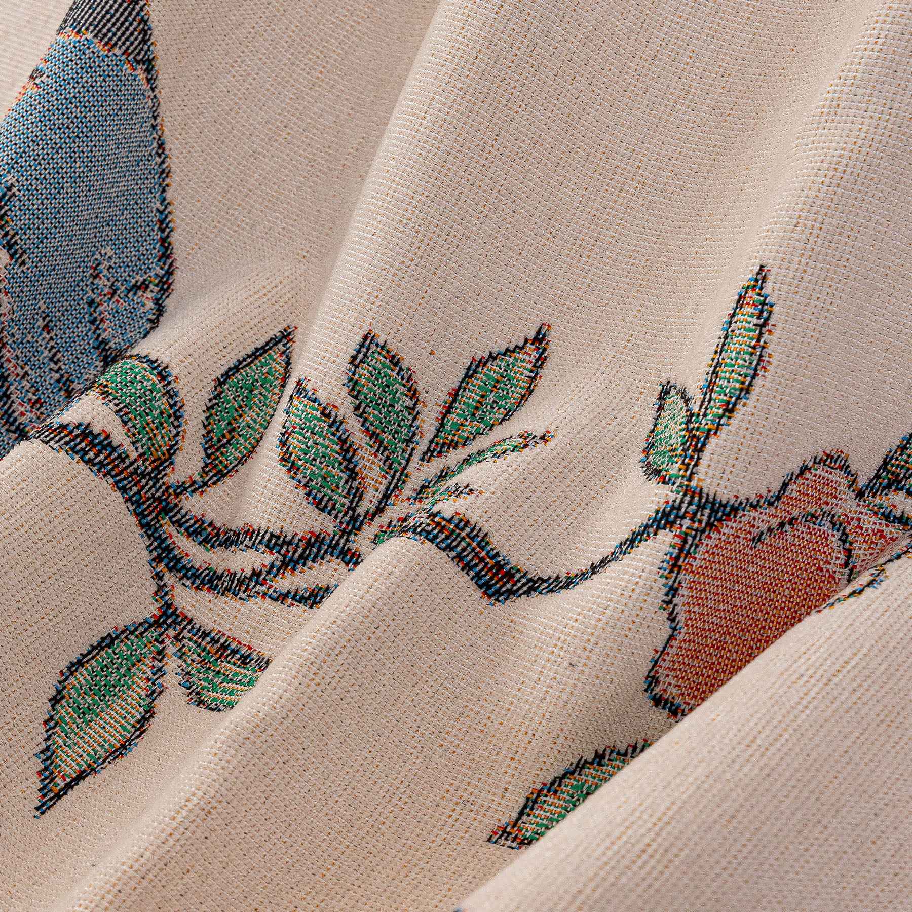 Farmhouse Chenille Sofa Throw Cover, Botanical Bird & Floral Jacquard Couch Protector