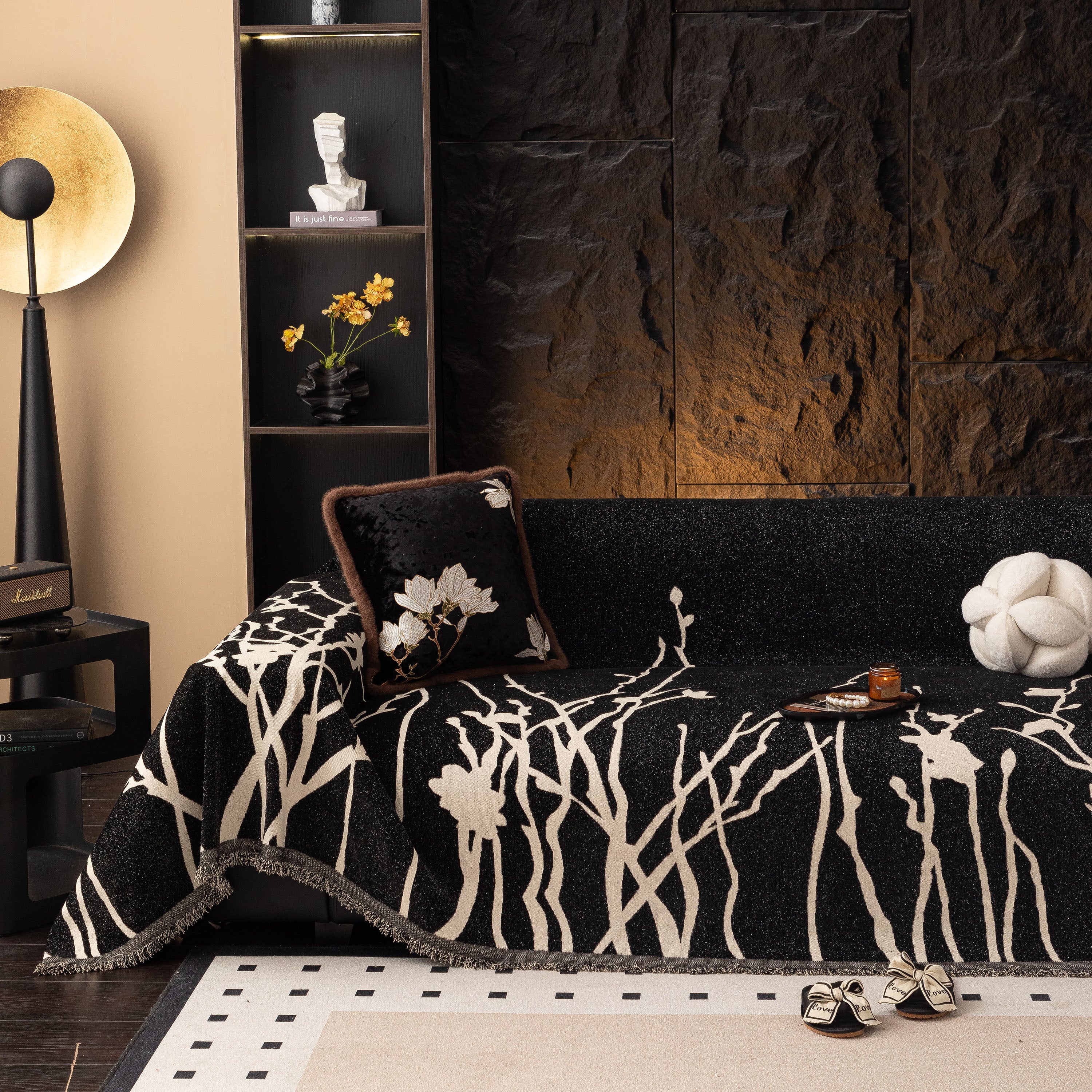 Modern Abstract Floral Sofa Throw Blanket, Decor Furniture Protector for Living Room