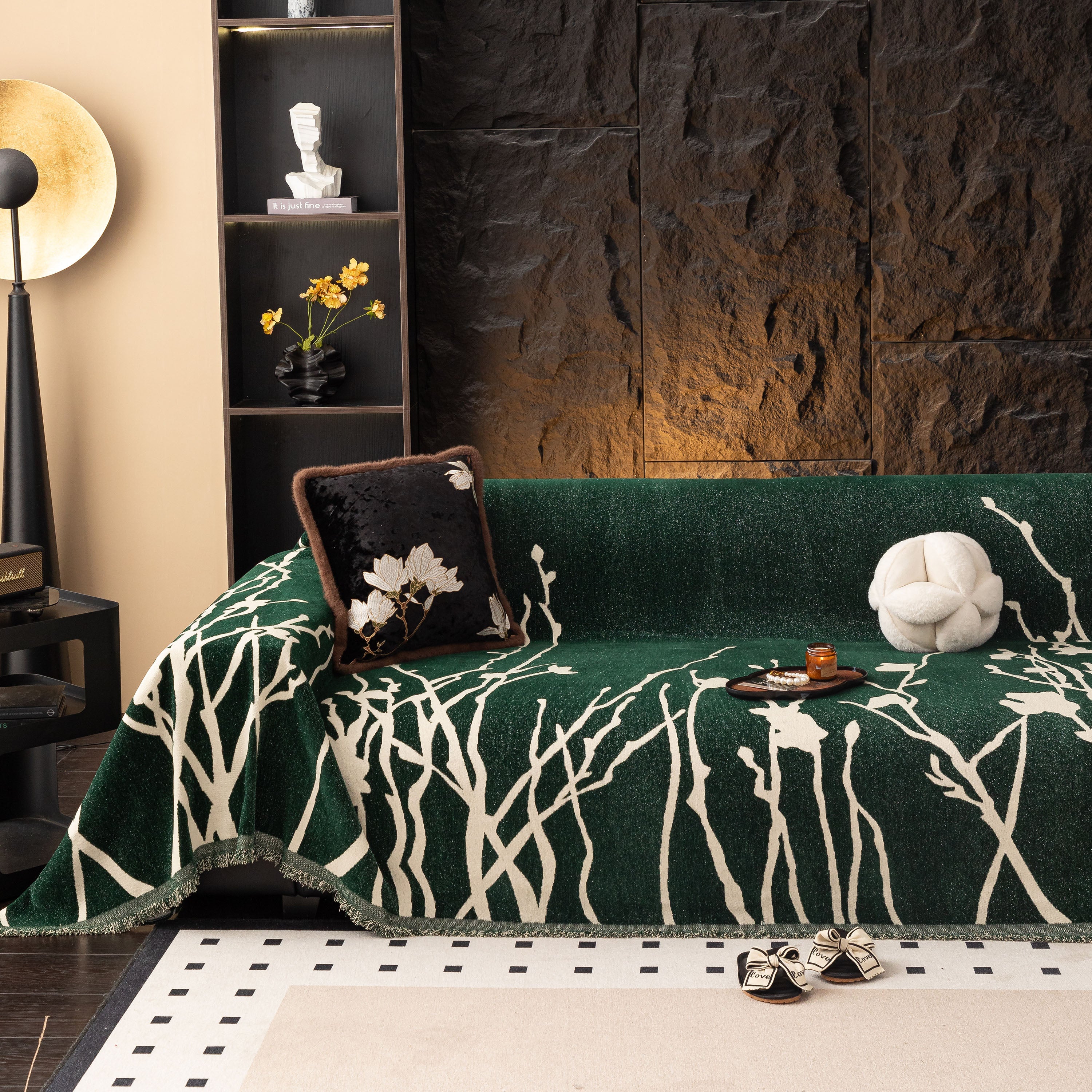 Modern Abstract Floral Sofa Throw Blanket, Decor Furniture Protector for Living Room
