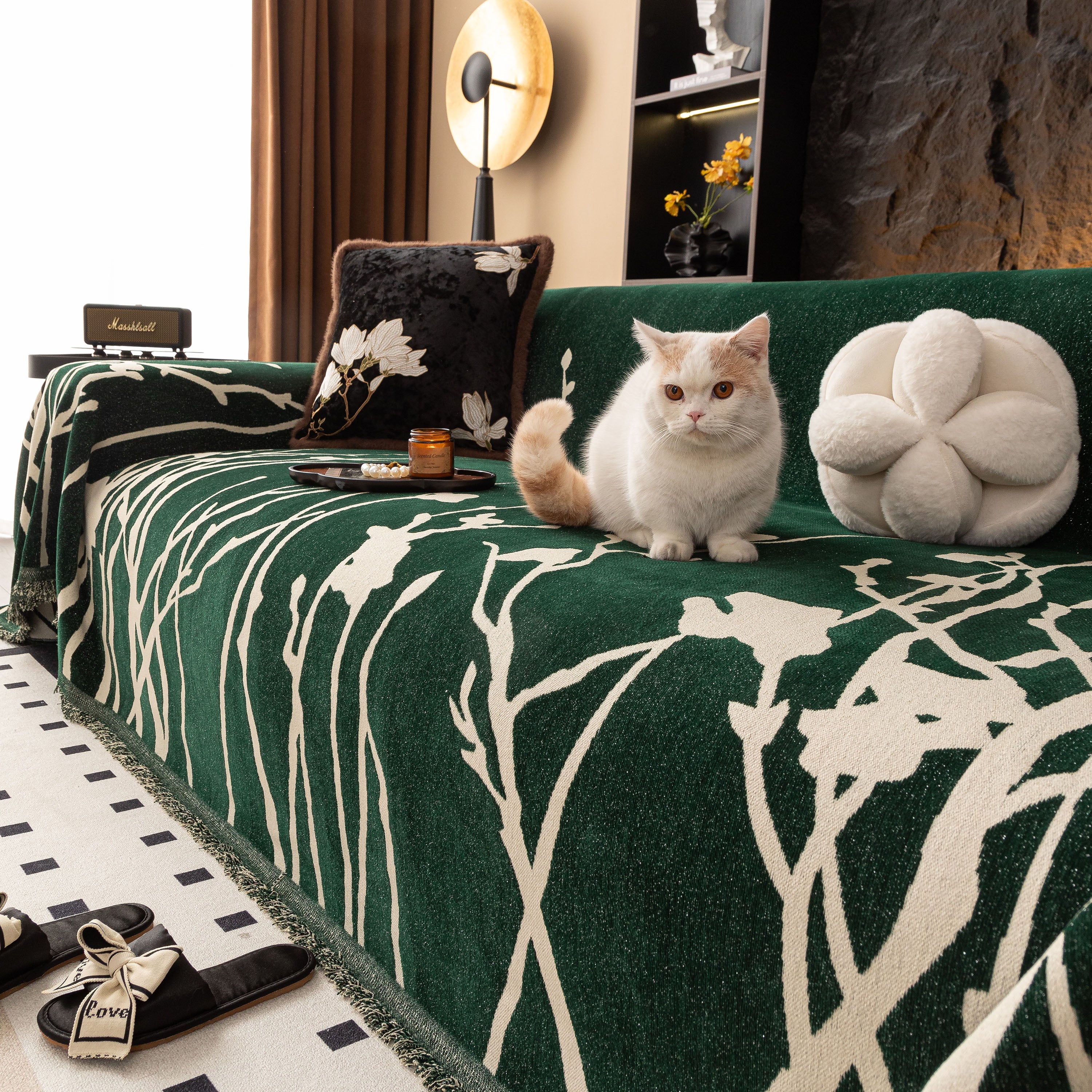 Modern Abstract Floral Sofa Throw Blanket, Decor Furniture Protector for Living Room