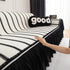 Leaf Stripe Sofa Cover with Black Sheer Skirt, Boho Soft Couch Slipcover for Pets