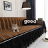 Leaf Stripe Sofa Cover with Black Sheer Skirt, Boho Soft Couch Slipcover for Pets