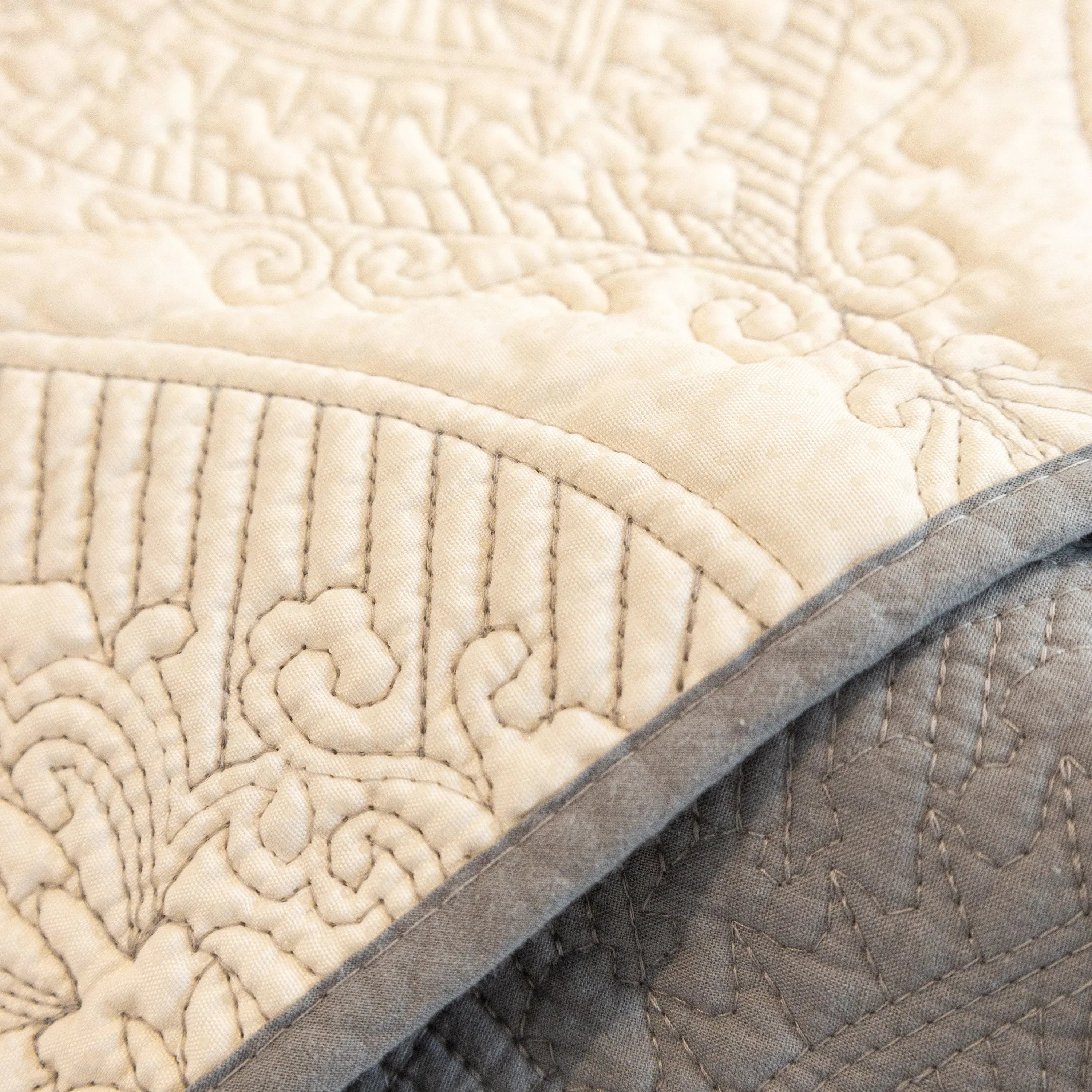 Baroque Sofa Cover – Quilted Cotton, Non-Slip, Washable with Ornate Embroidery - TaroTextile