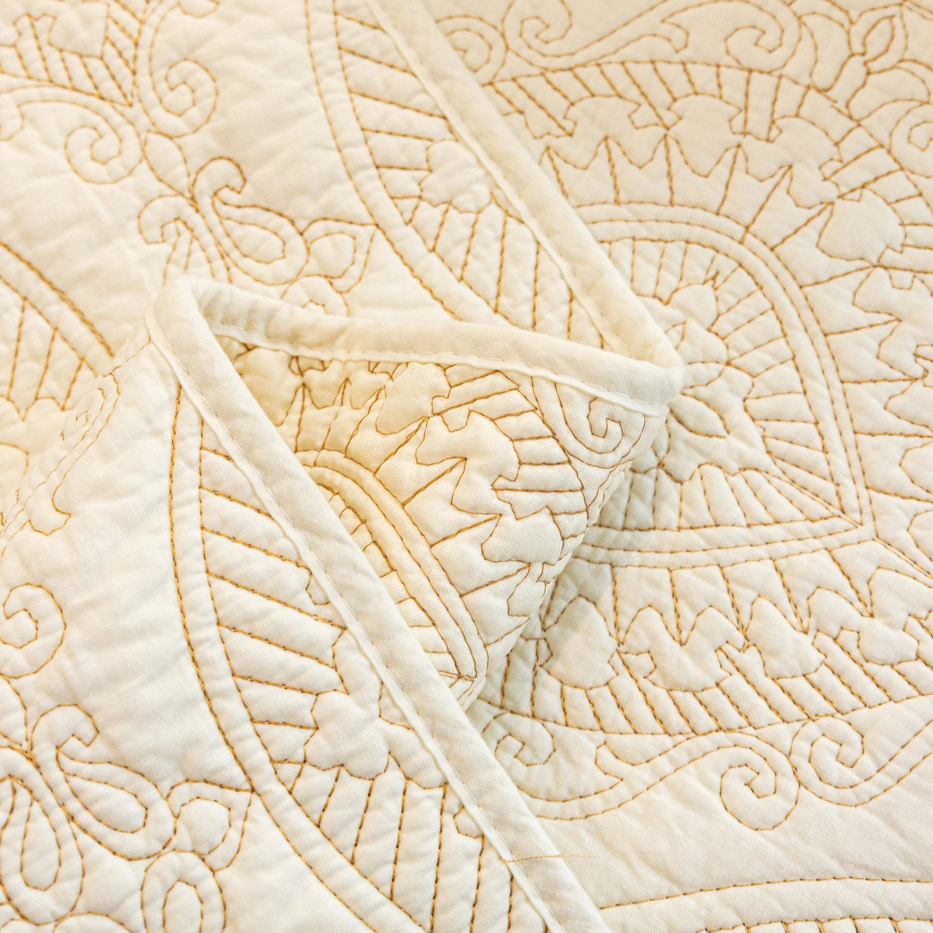 Baroque Sofa Cover – Quilted Cotton, Non-Slip, Washable with Ornate Embroidery - TaroTextile