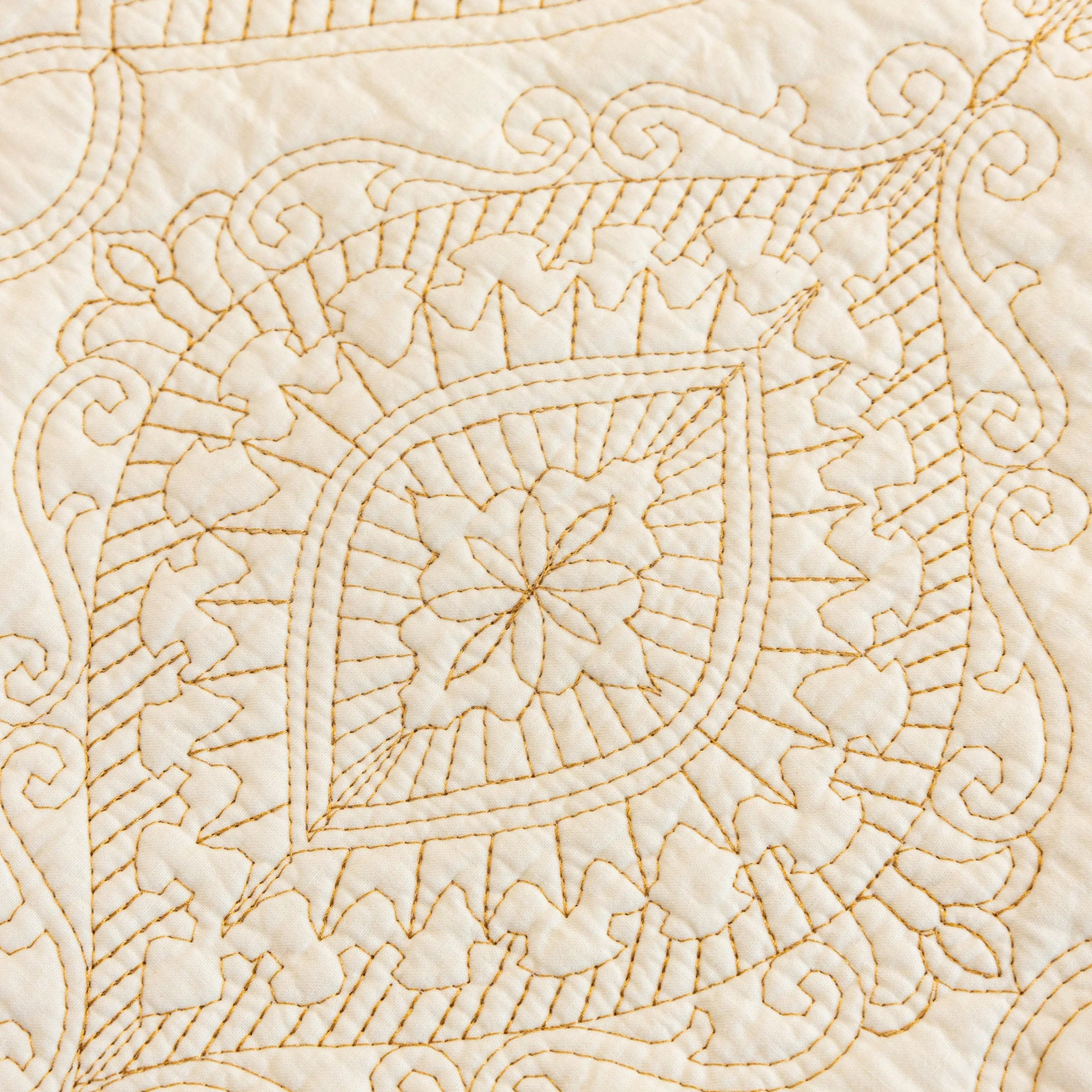 Baroque Sofa Cover – Quilted Cotton, Non-Slip, Washable with Ornate Embroidery - TaroTextile