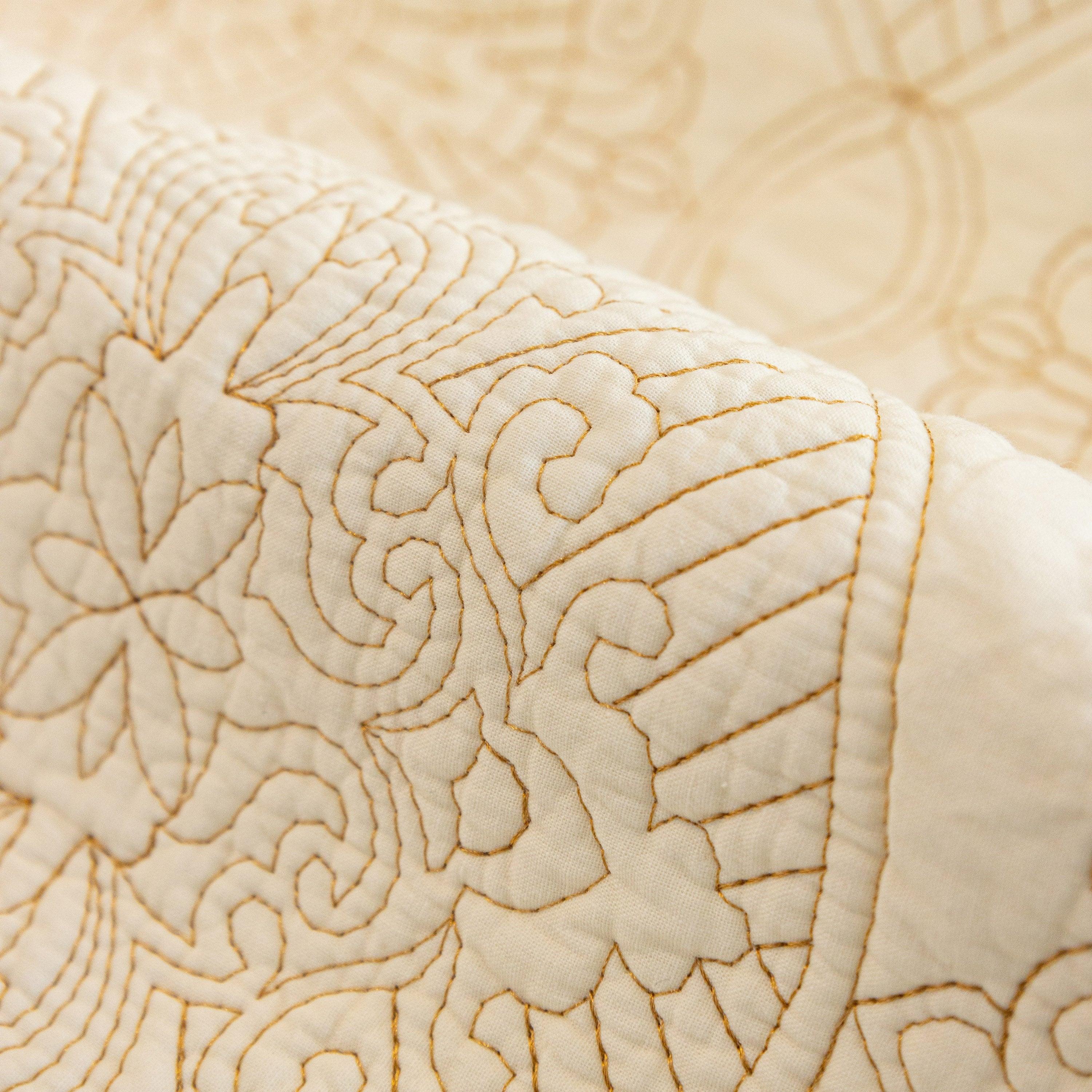 Baroque Sofa Cover – Quilted Cotton, Non-Slip, Washable with Ornate Embroidery - TaroTextile