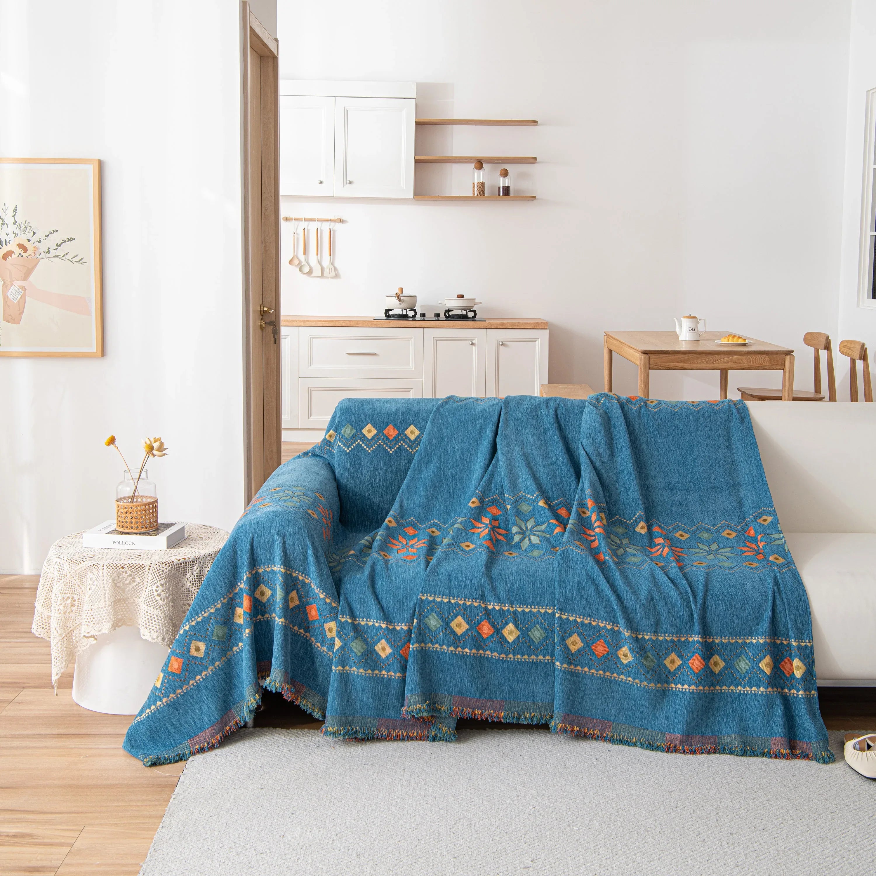 Bohemian Geometric Sofa Throw Cover, Cozy & Protective Ethnic-Inspired Couch Cover - TaroTextile
