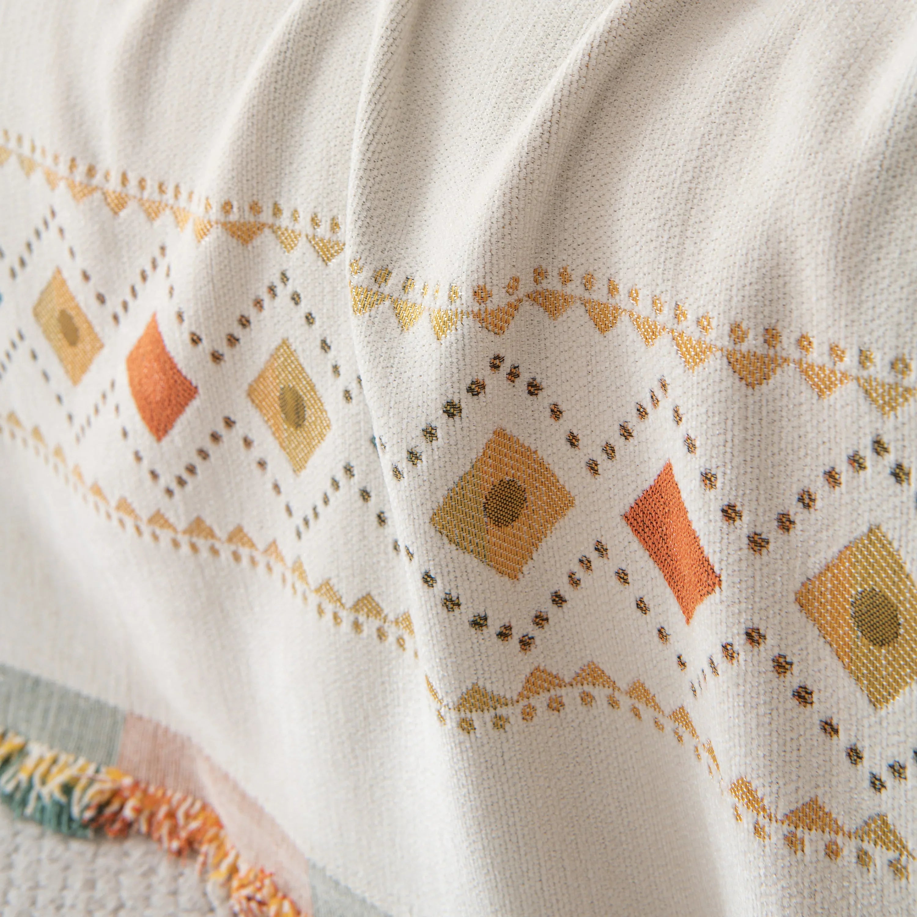 Bohemian Geometric Sofa Throw Cover, Cozy & Protective Ethnic-Inspired Couch Cover - TaroTextile