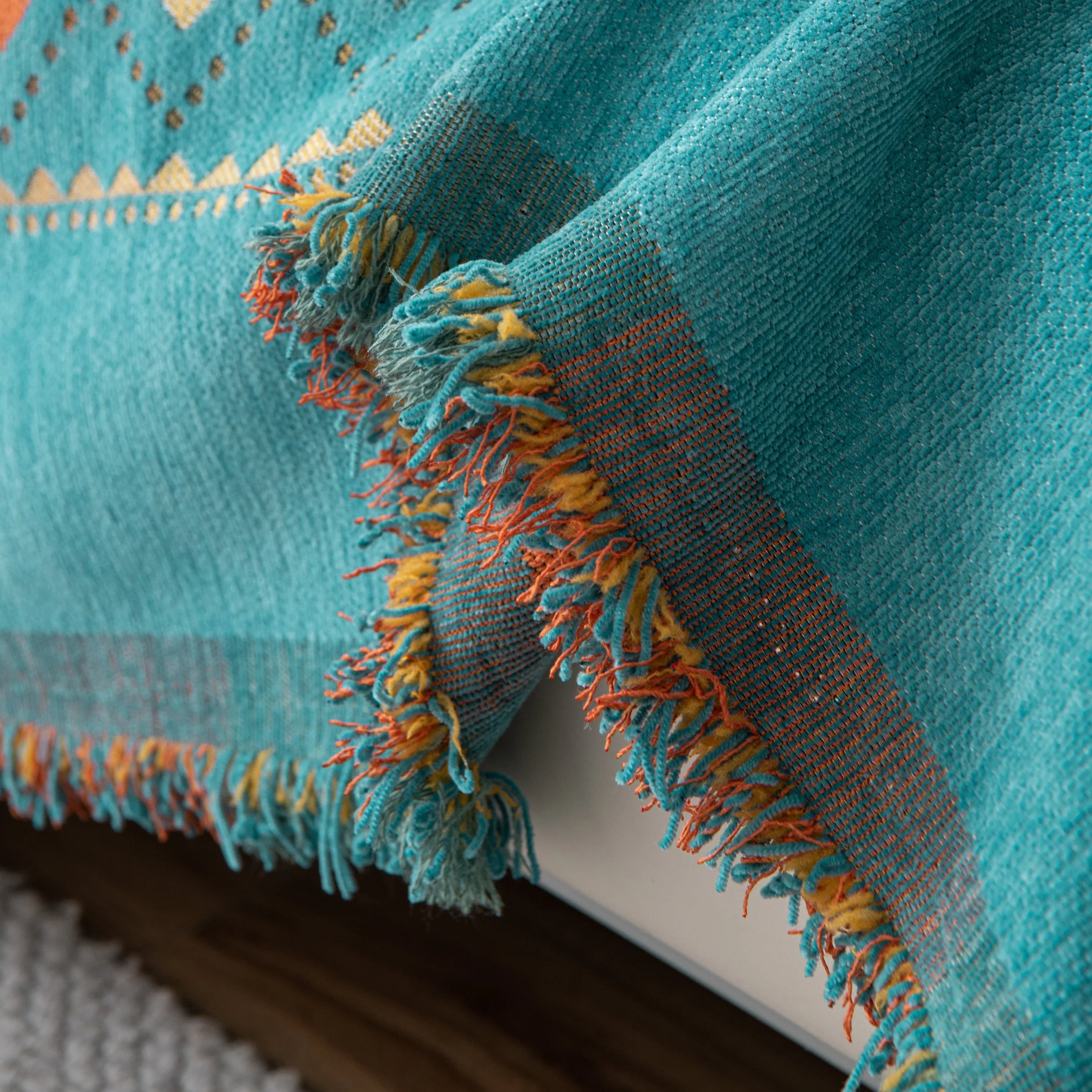 Bohemian Geometric Sofa Throw Cover, Cozy & Protective Ethnic-Inspired Couch Cover - TaroTextile
