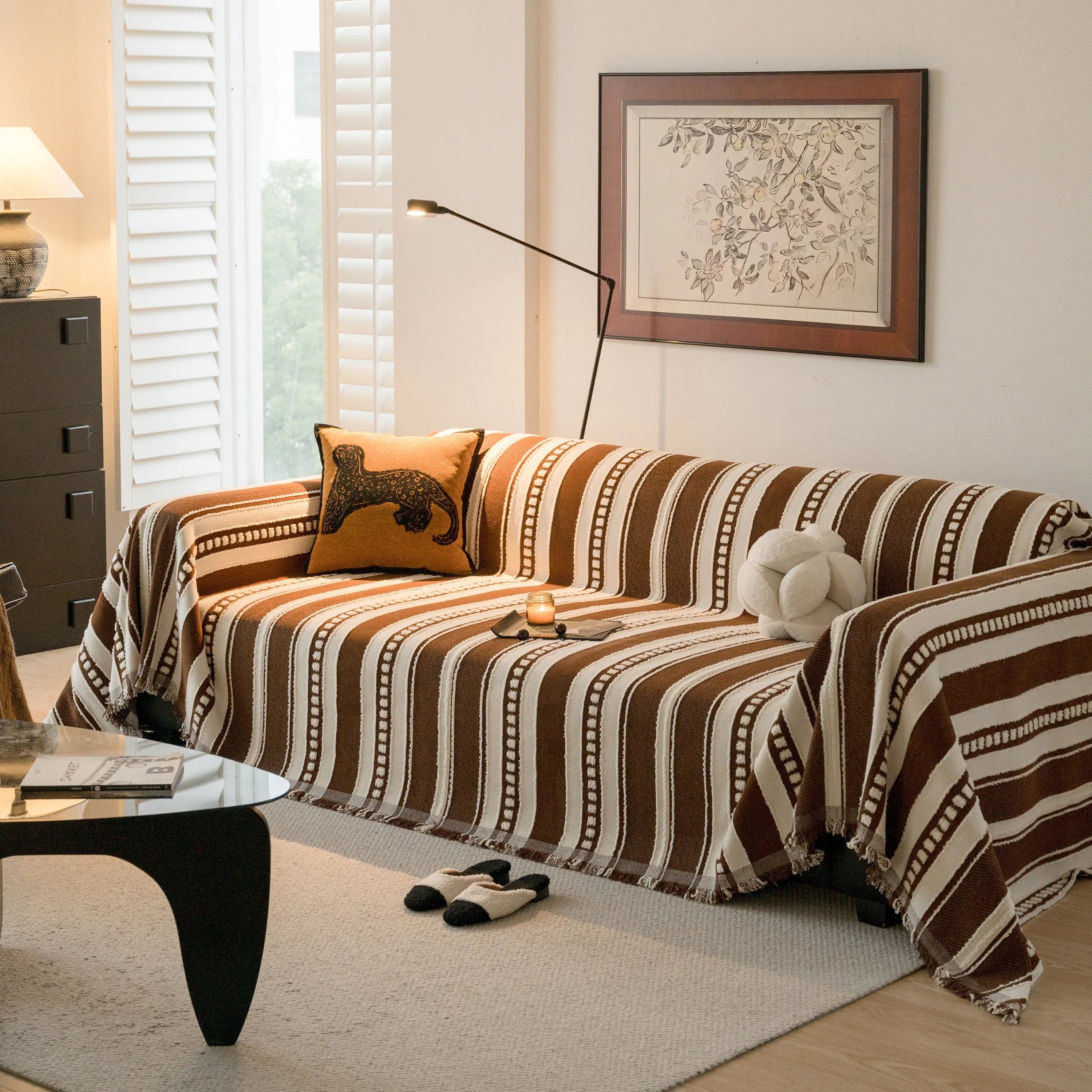 Bohemian Striped Sofa Cover, Decor Woven Throw for Couch, Loveseat, or Sectional - TaroTextile