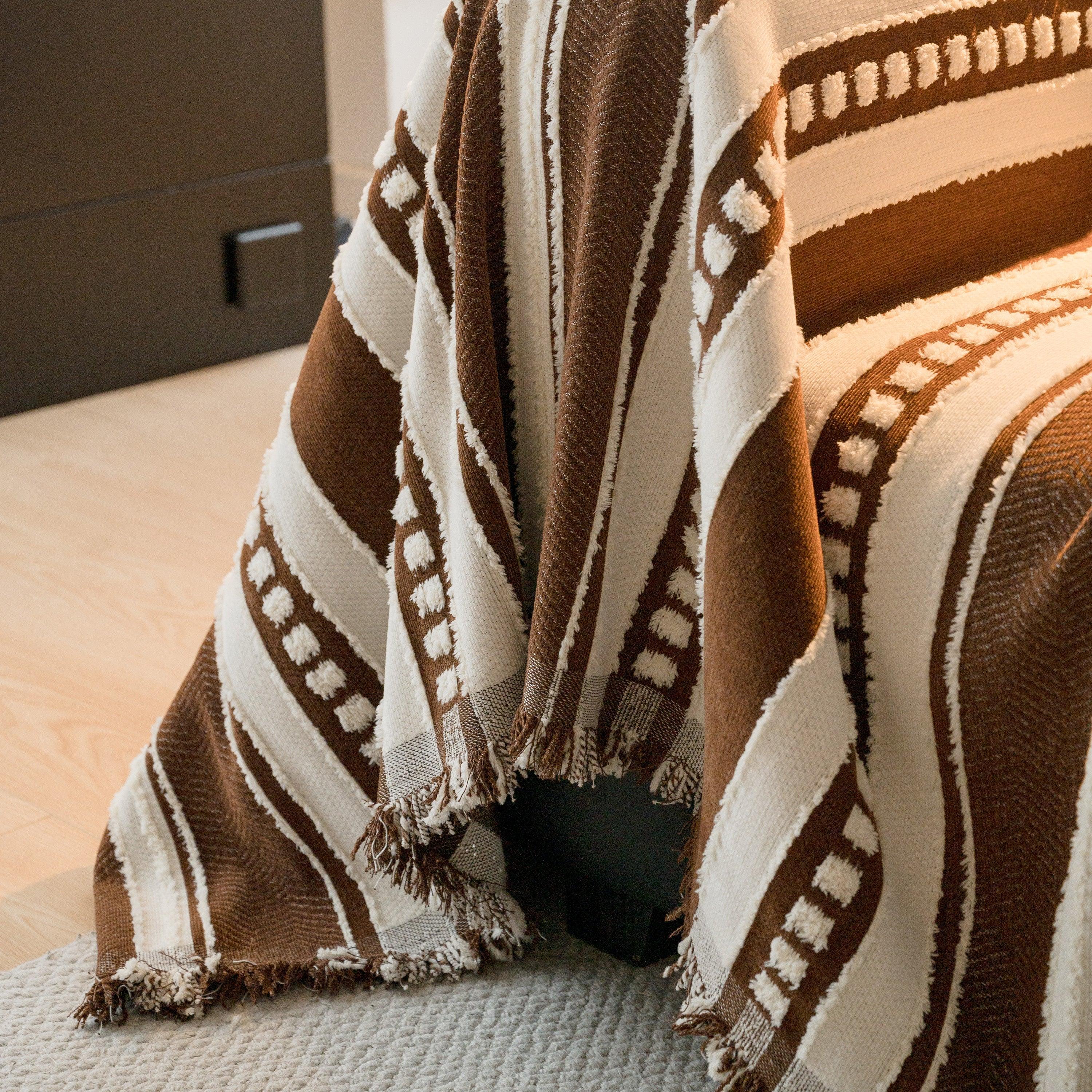 Bohemian Striped Sofa Cover, Decor Woven Throw for Couch, Loveseat, or Sectional - TaroTextile