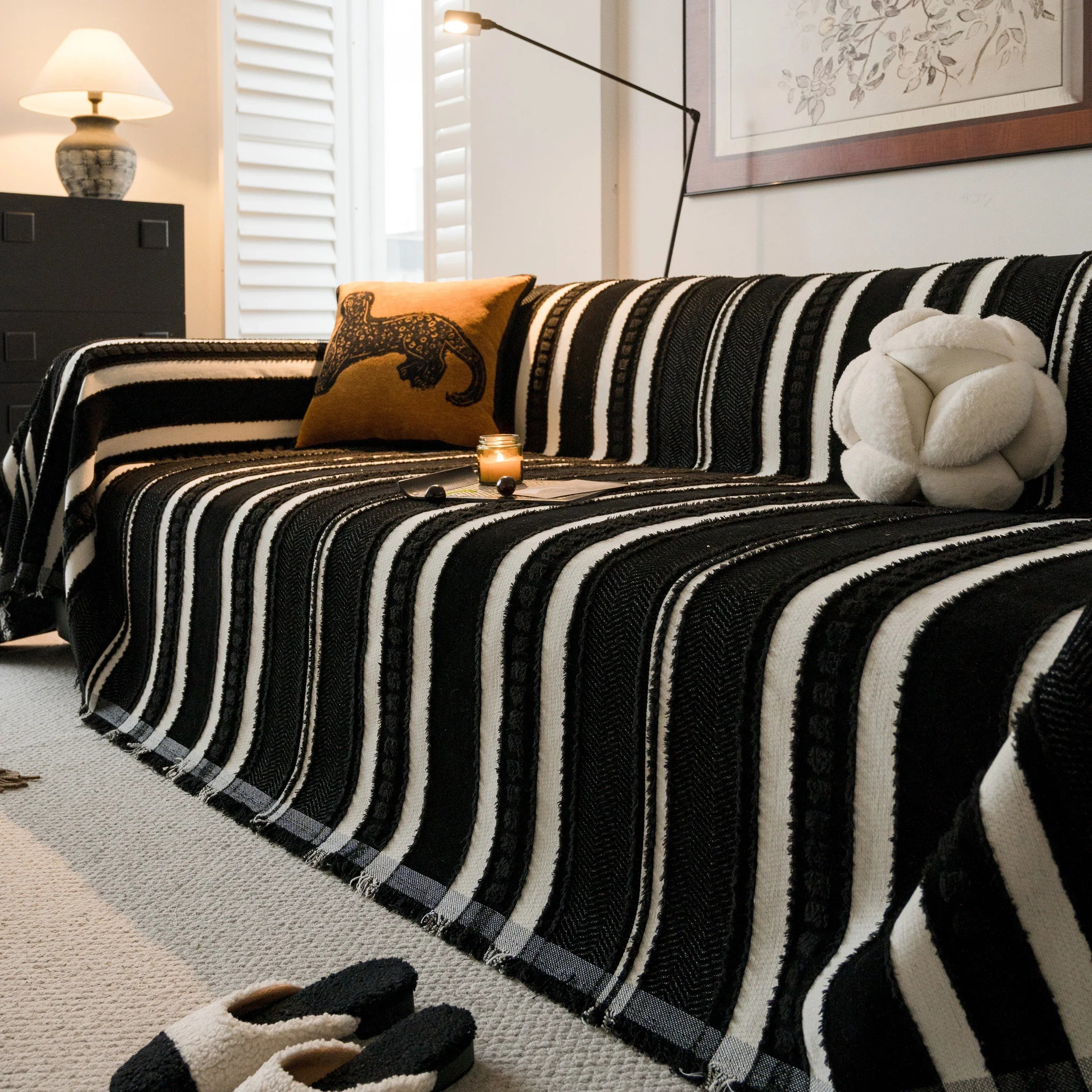 Bohemian Striped Sofa Cover, Decor Woven Throw for Couch, Loveseat, or Sectional - TaroTextile