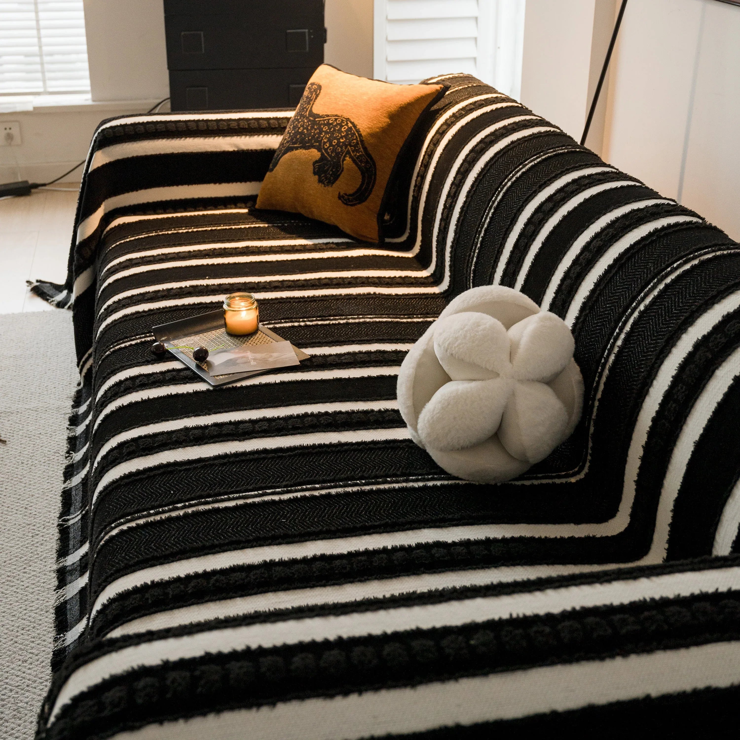 Bohemian Striped Sofa Cover, Decor Woven Throw for Couch, Loveseat, or Sectional - TaroTextile