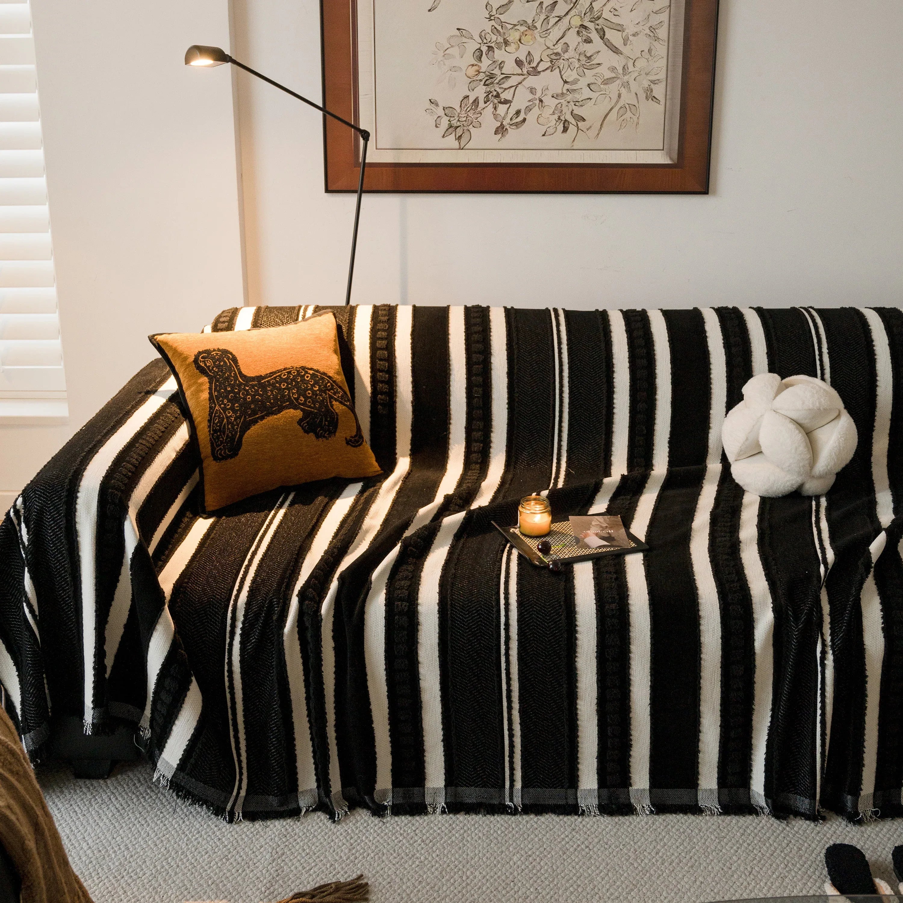 Bohemian Striped Sofa Cover, Decor Woven Throw for Couch, Loveseat, or Sectional - TaroTextile