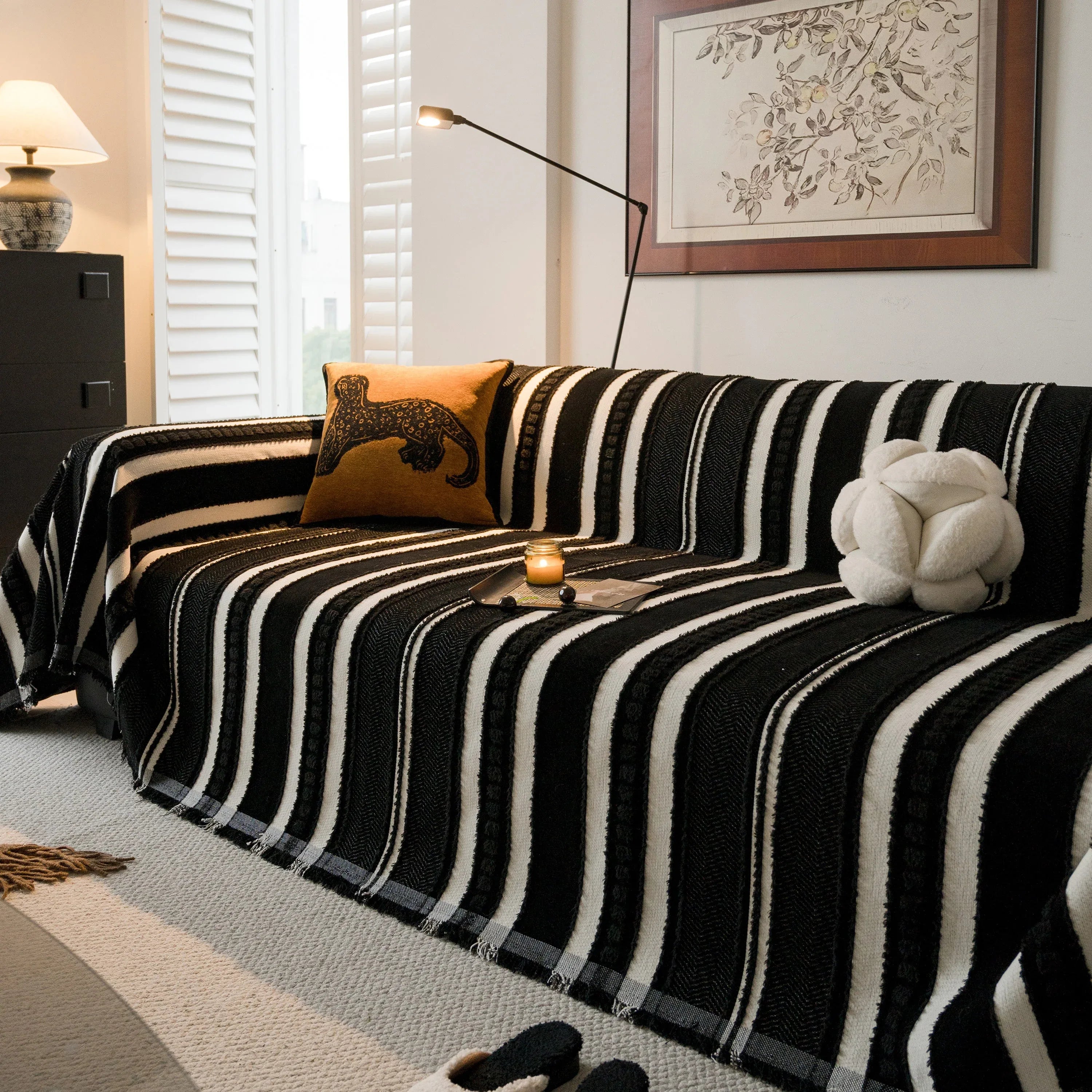 Bohemian Striped Sofa Cover, Decor Woven Throw for Couch, Loveseat, or Sectional - TaroTextile