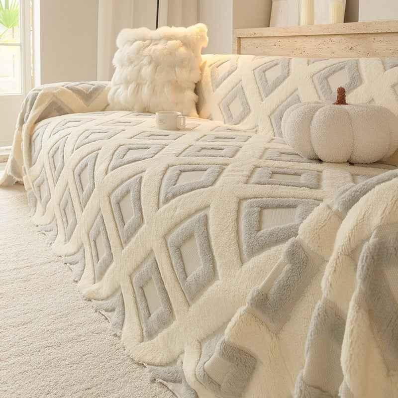 Bohemian Tufted Sofa Cover Soft Sherpa Fleece Throw Blanket - TaroTextile