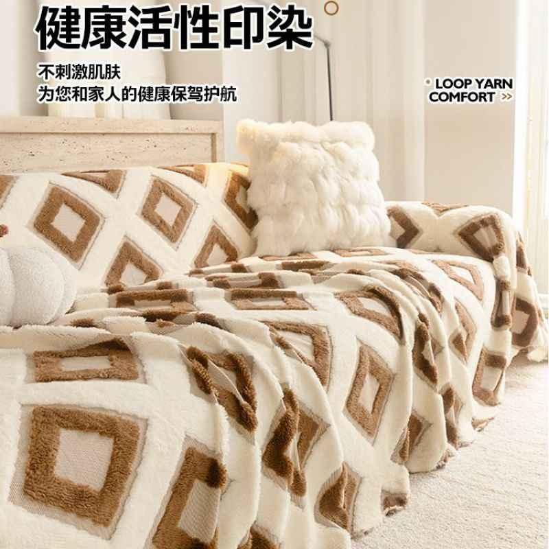 Bohemian Tufted Sofa Cover Soft Sherpa Fleece Throw Blanket - TaroTextile