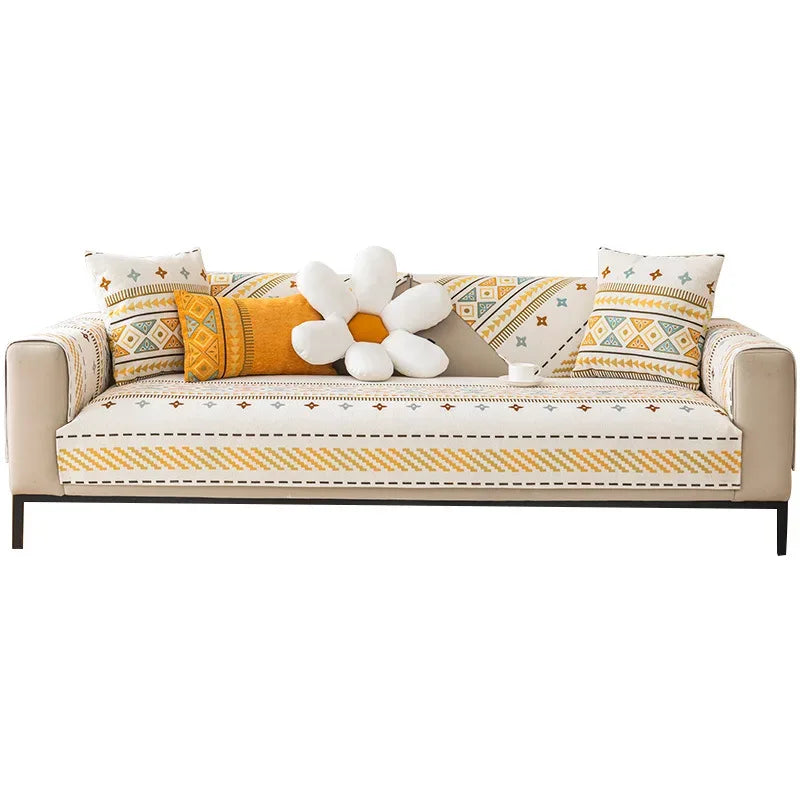 Boho Chenille I-shaped Sofa Cover Universal Non-slip Cushion Couch Cover - TaroTextile