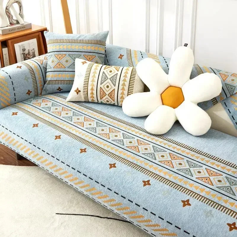 Boho Chenille I-shaped Sofa Cover Universal Non-slip Cushion Couch Cover - TaroTextile