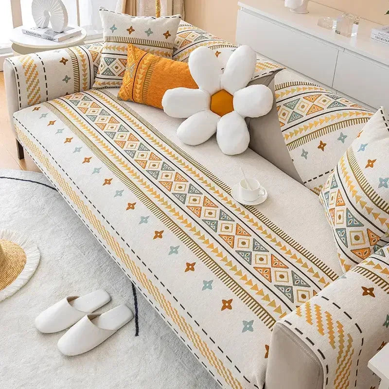 Boho Chenille I-shaped Sofa Cover Universal Non-slip Cushion Couch Cover - TaroTextile