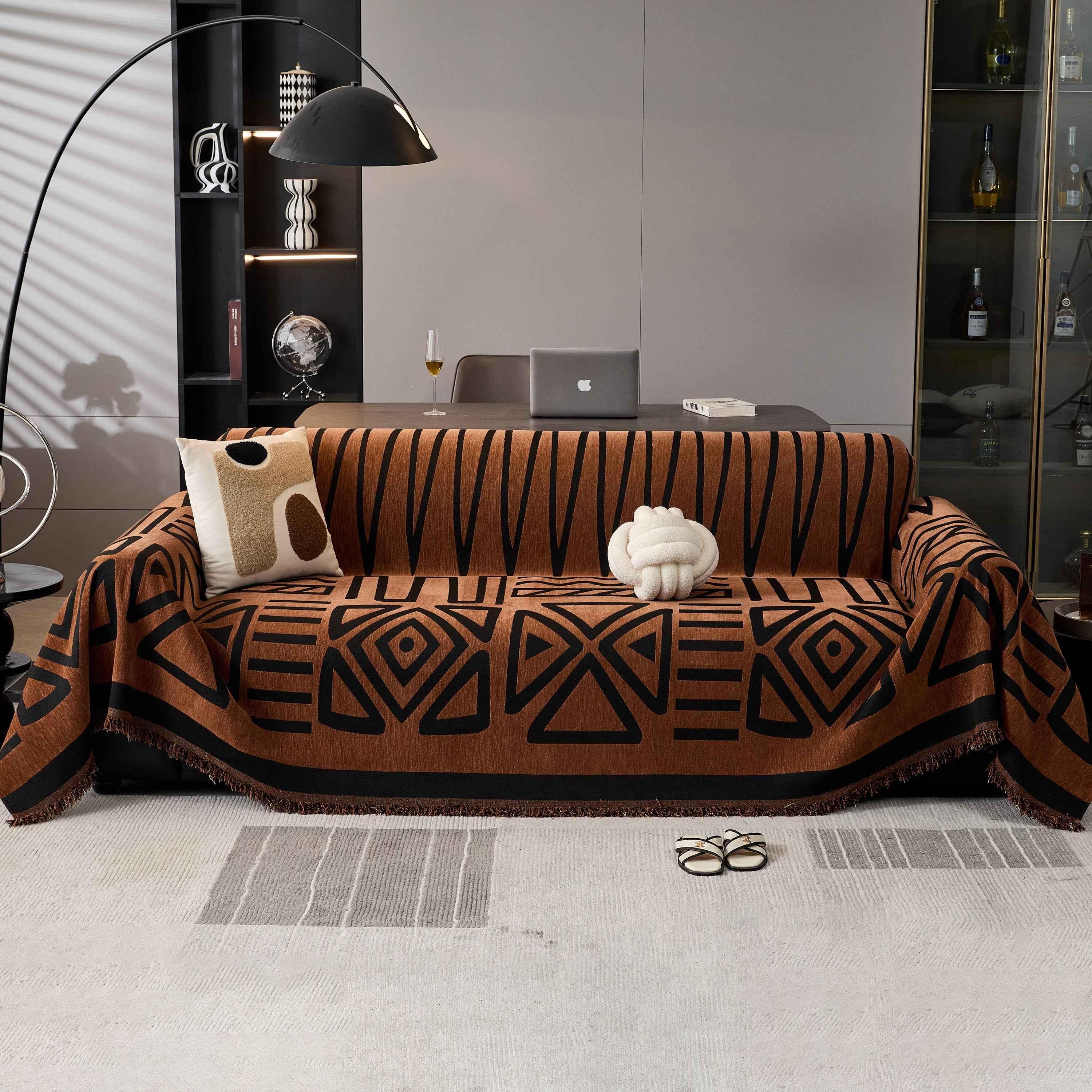 Boho Chenille Sofa Throw Covers Sectional Sofa Couch Cover Sofa Protector Covers - TaroTextile