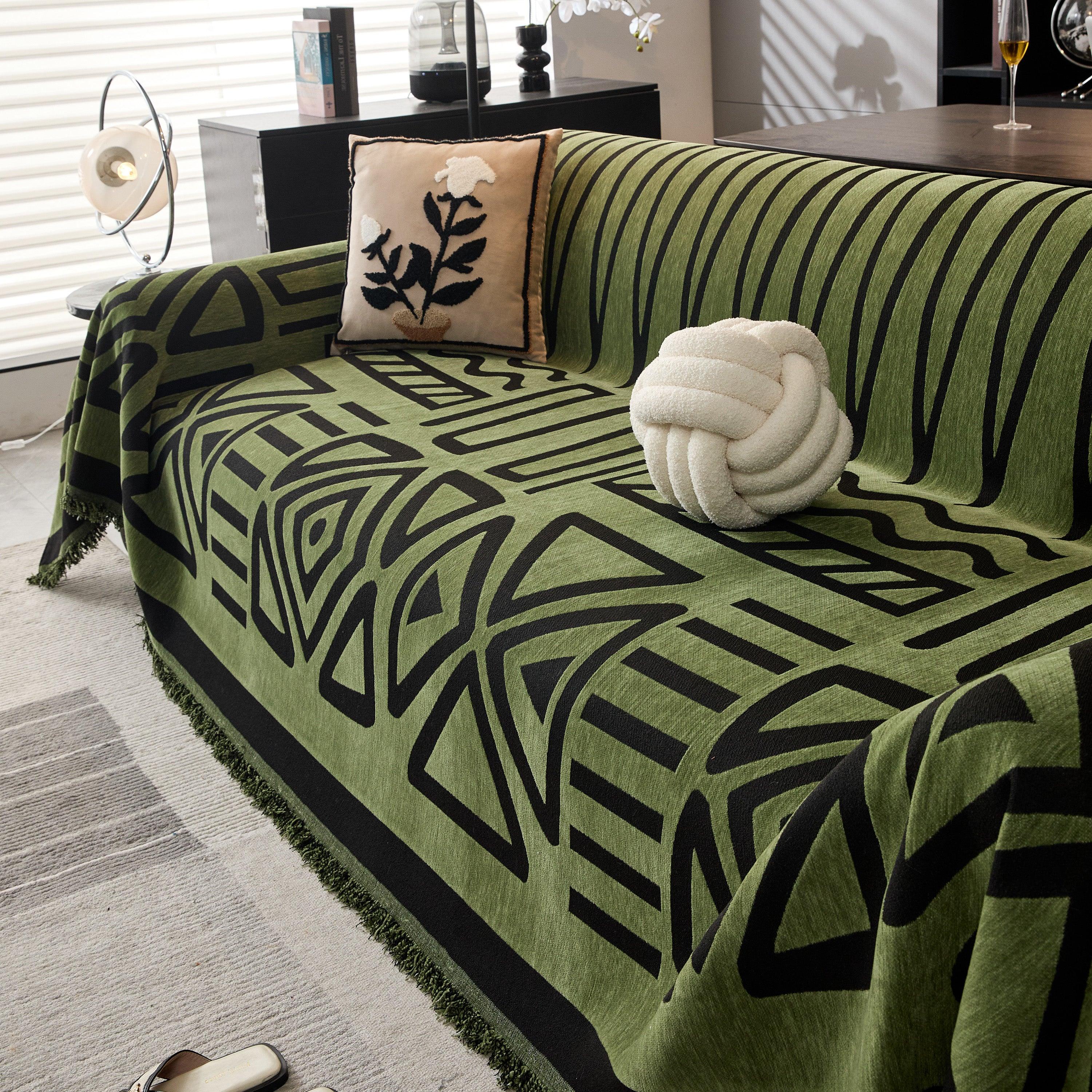 Boho Chenille Sofa Throw Covers Sectional Sofa Couch Cover Sofa Protector Covers - TaroTextile