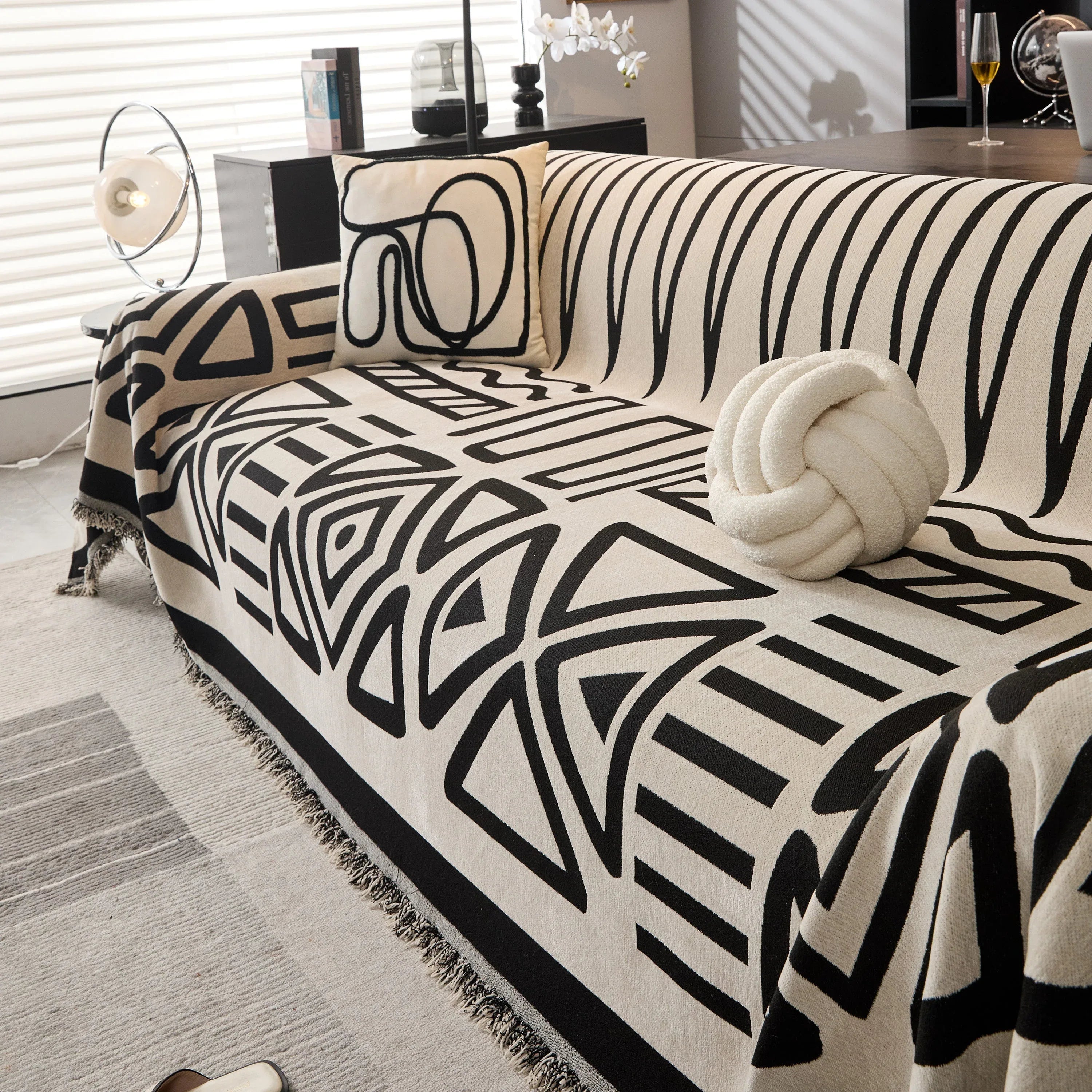 Boho Chenille Sofa Throw Covers Sectional Sofa Couch Cover Sofa Protector Covers - TaroTextile