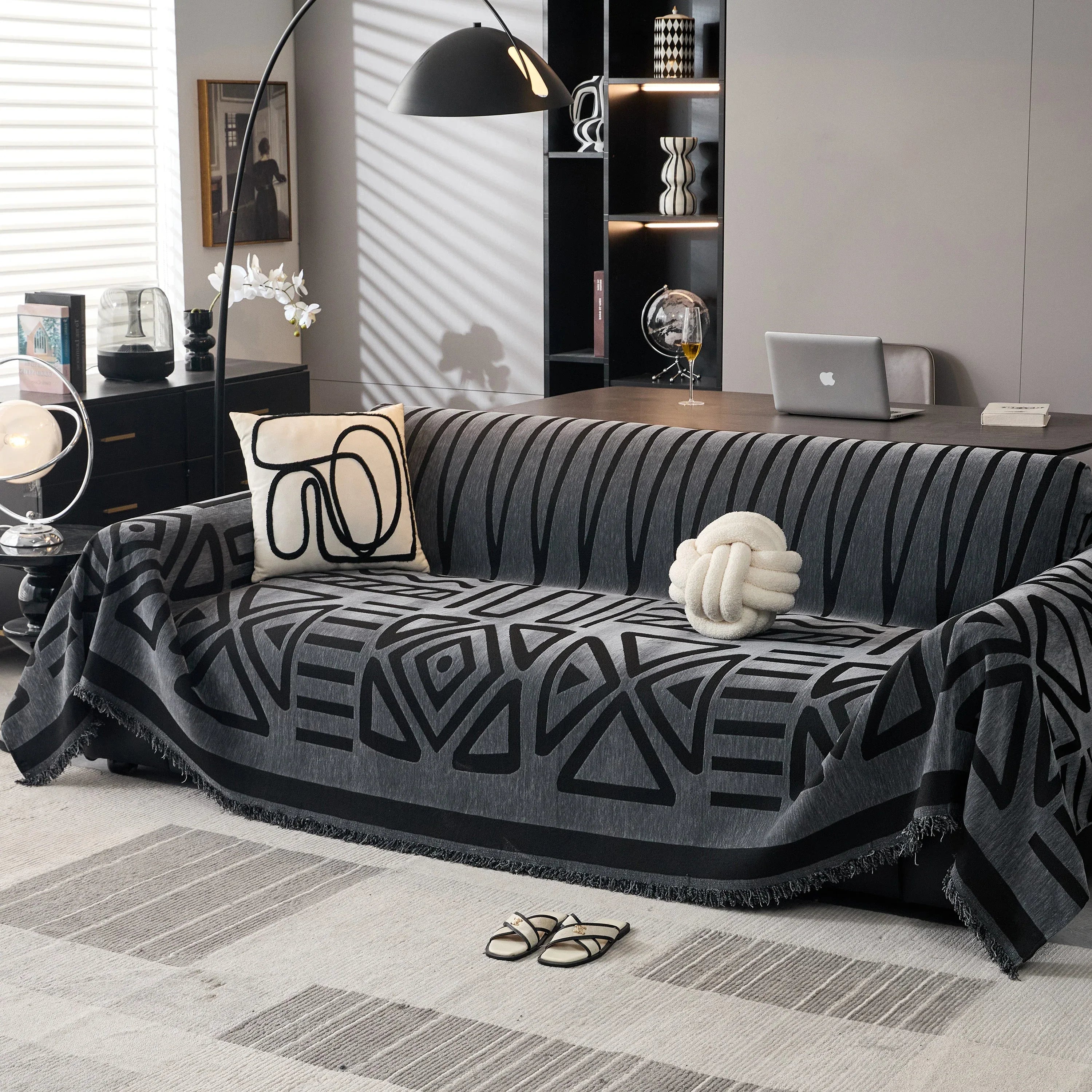 Boho Chenille Sofa Throw Covers Sectional Sofa Couch Cover Sofa Protector Covers - TaroTextile