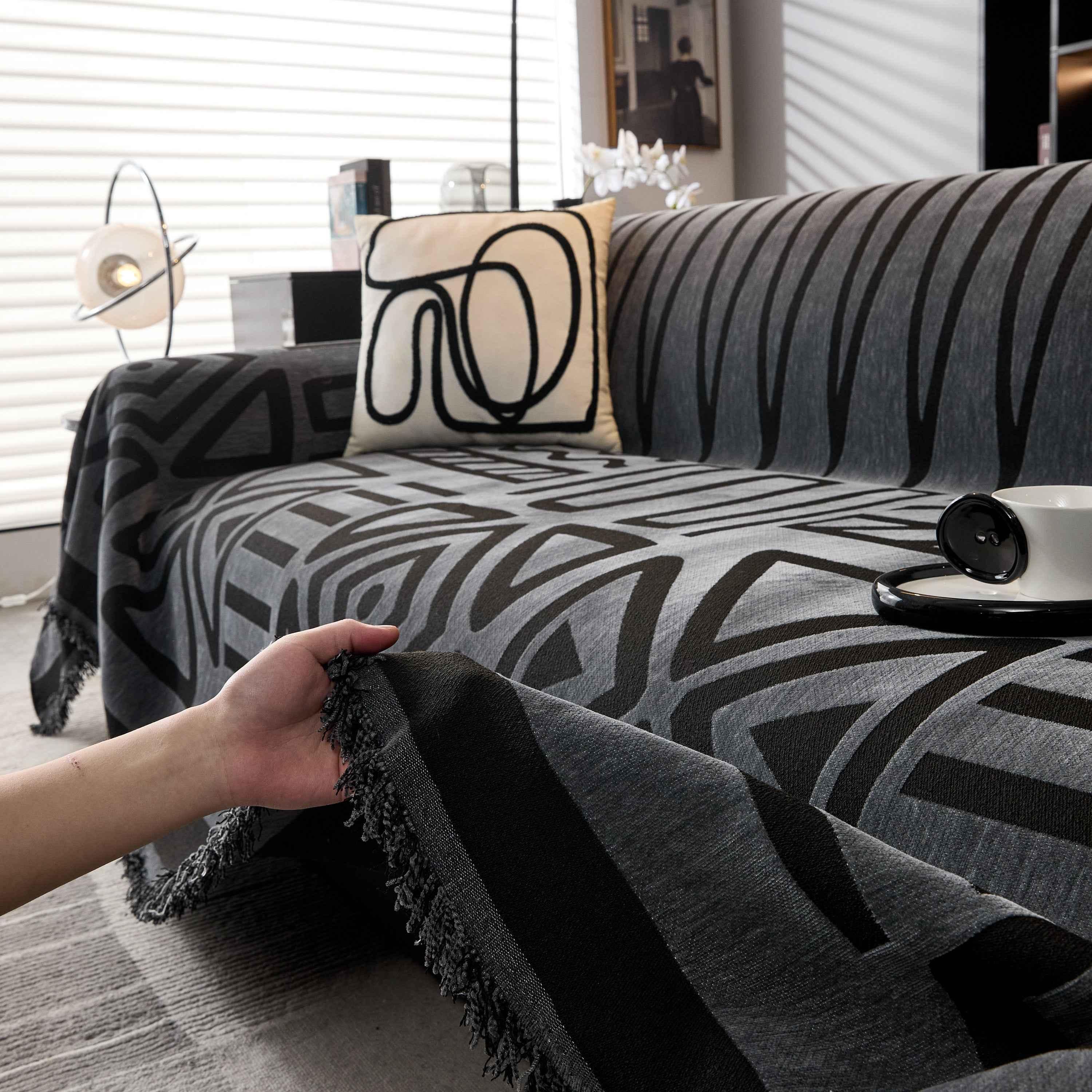 Boho Chenille Sofa Throw Covers Sectional Sofa Couch Cover Sofa Protector Covers - TaroTextile