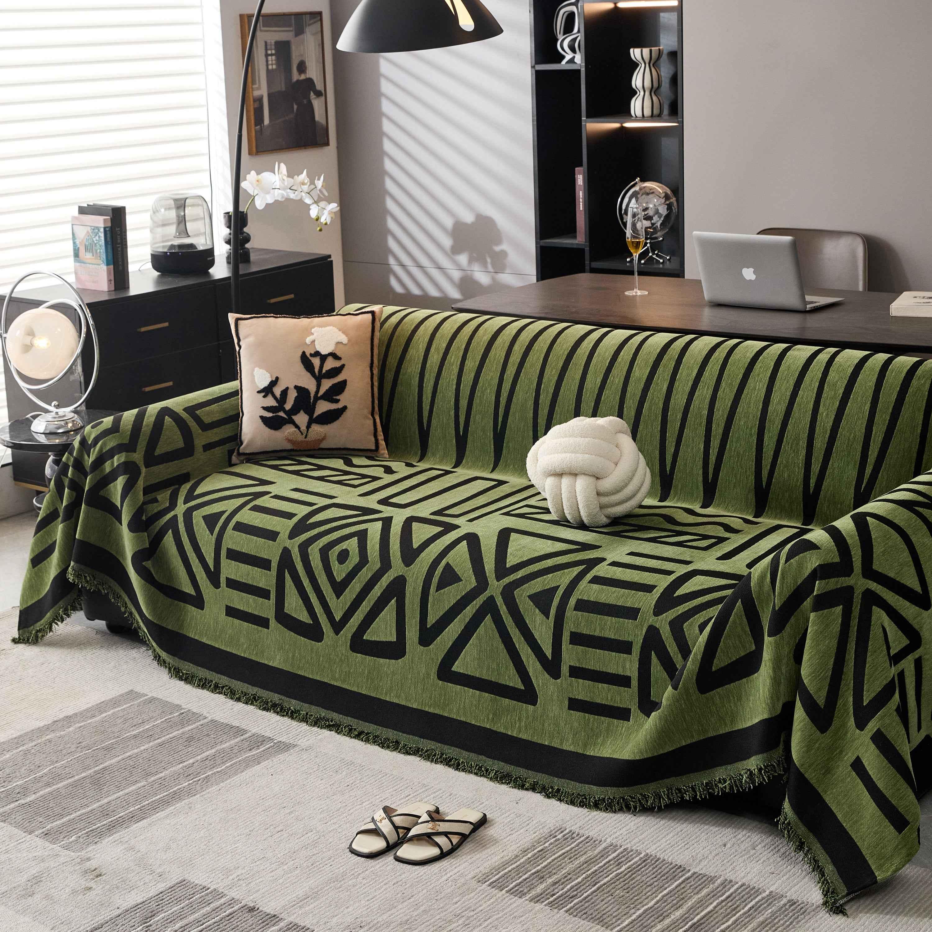 Boho Chenille Sofa Throw Covers Sectional Sofa Couch Cover Sofa Protector Covers - TaroTextile