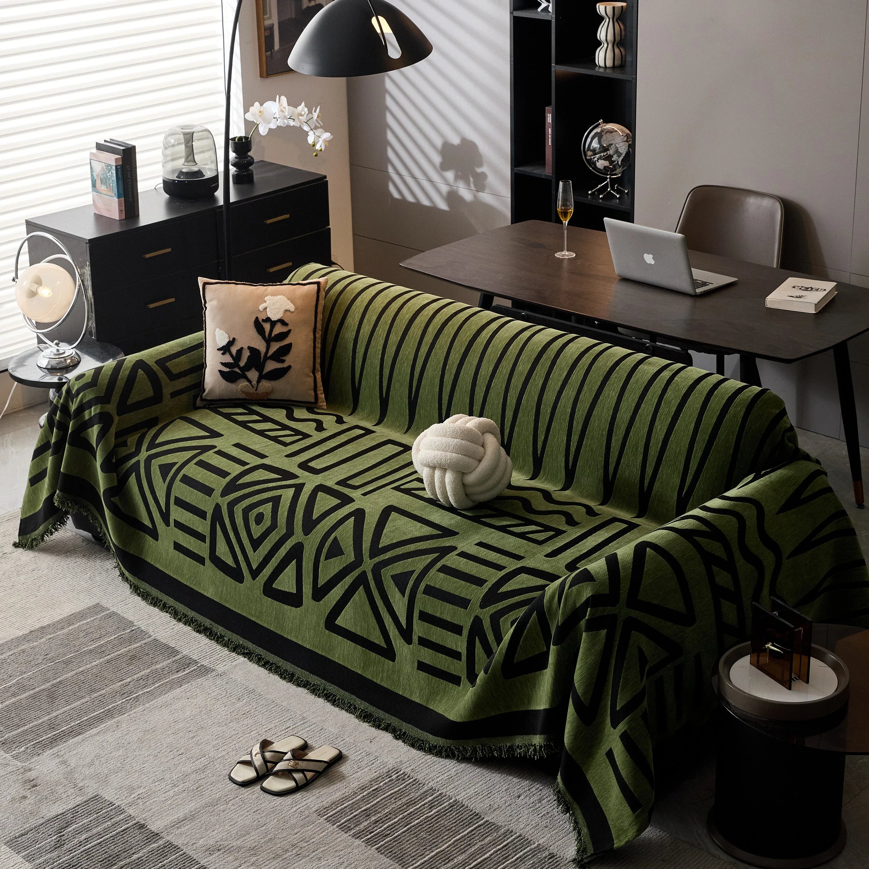 Boho Chenille Sofa Throw Covers Sectional Sofa Couch Cover Sofa Protector Covers - TaroTextile